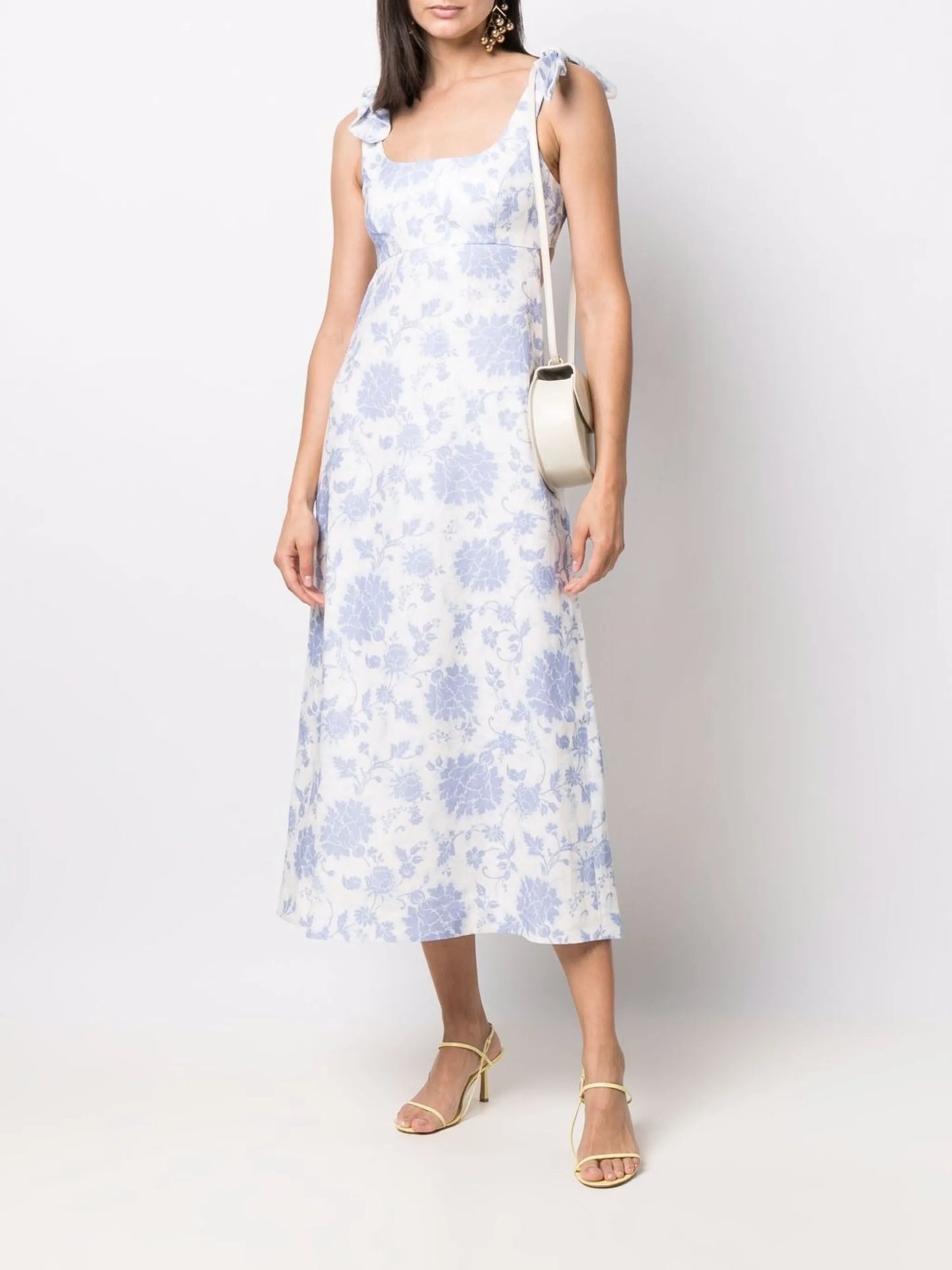 Postcard floral tie-shoulder midi dress