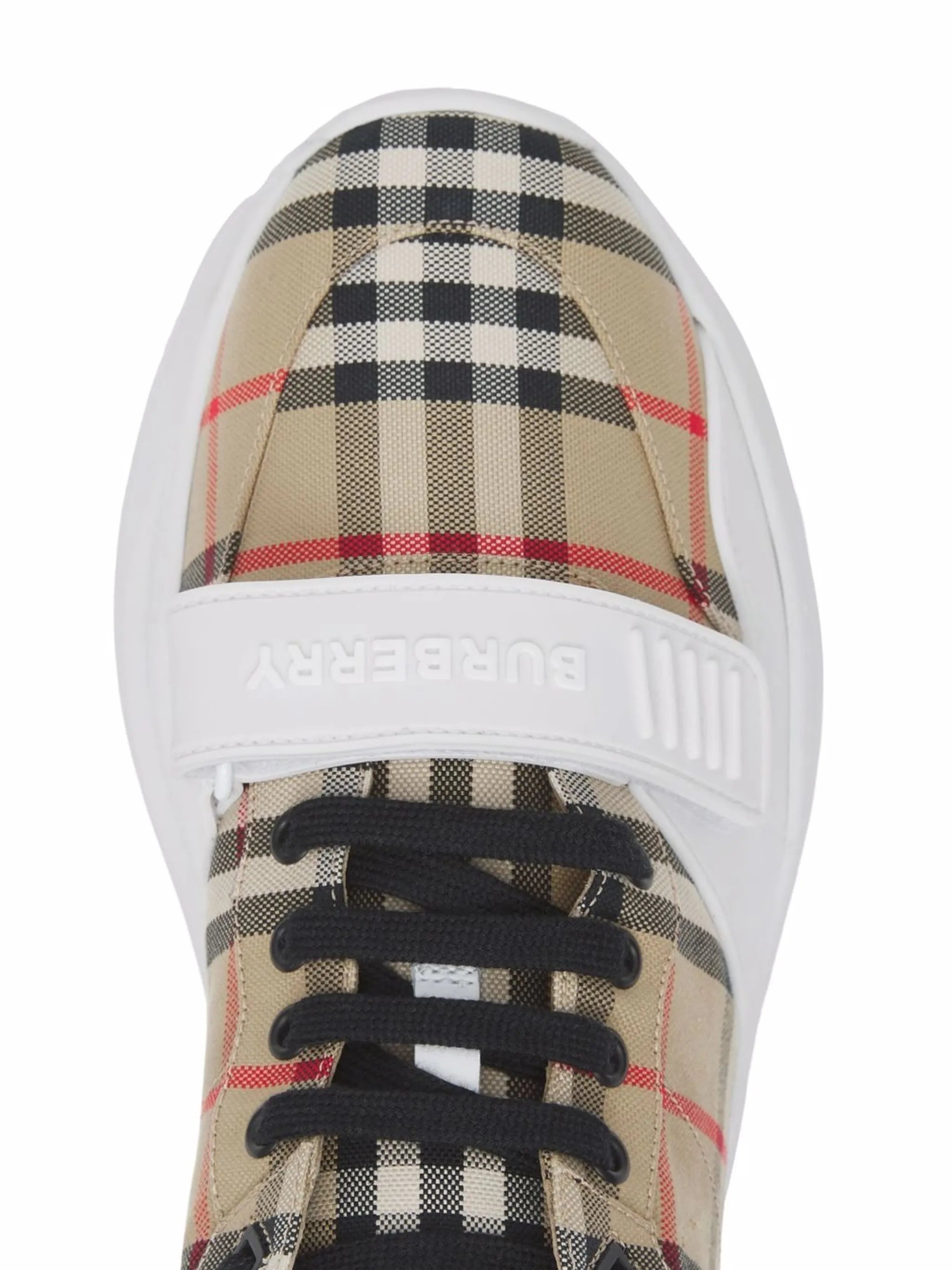 Check-pattern touch-strap sneakers
