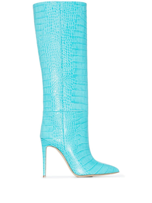 105mm crocodile-effect knee boots