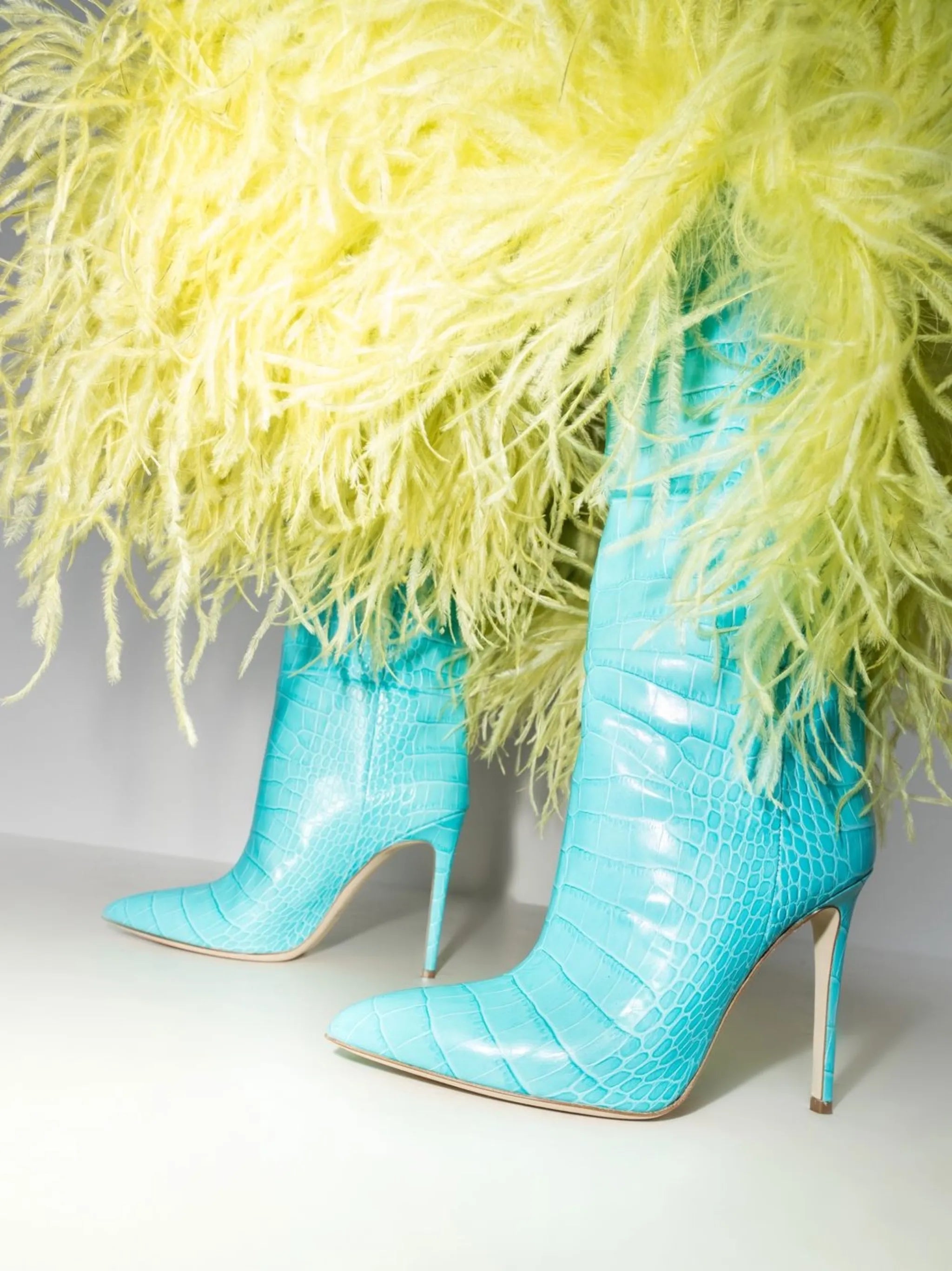 105mm crocodile-effect knee boots