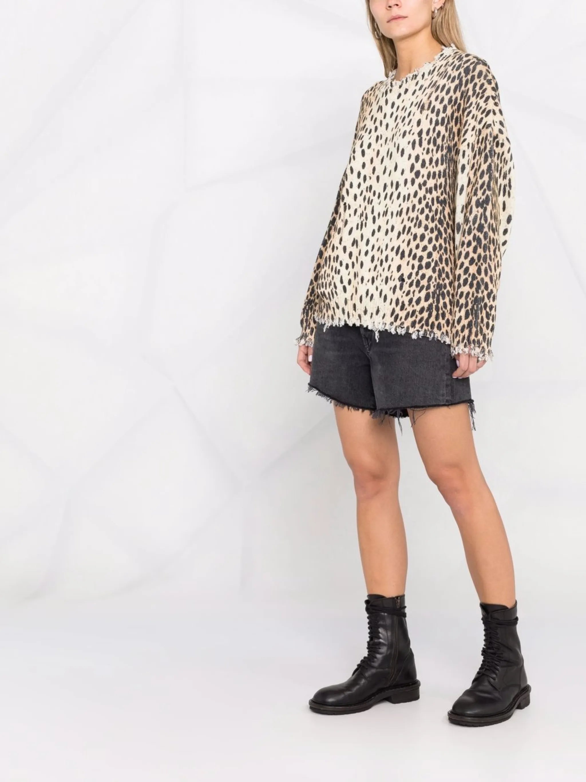 distressed leopard jumper