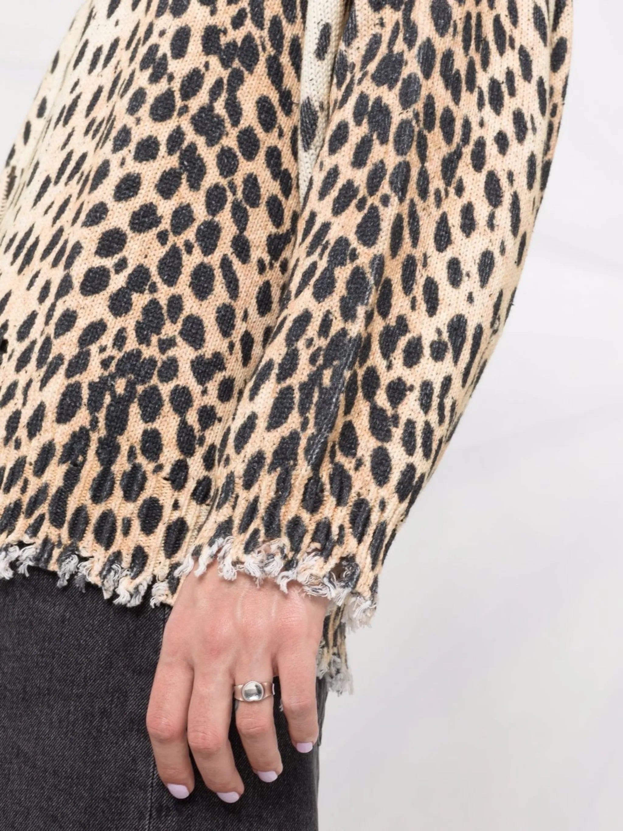 distressed leopard jumper