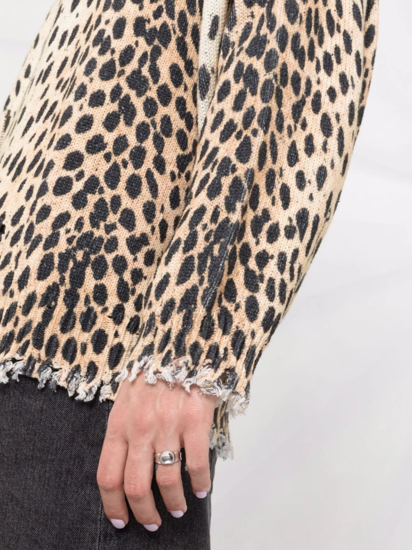 distressed leopard jumper