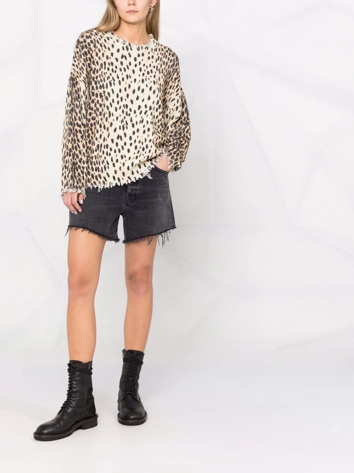 distressed leopard jumper