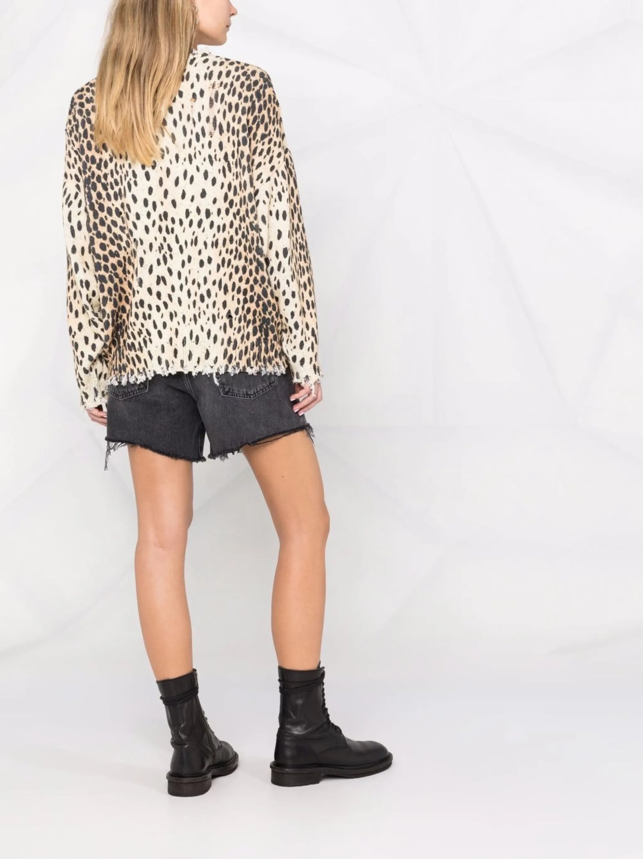 distressed leopard jumper