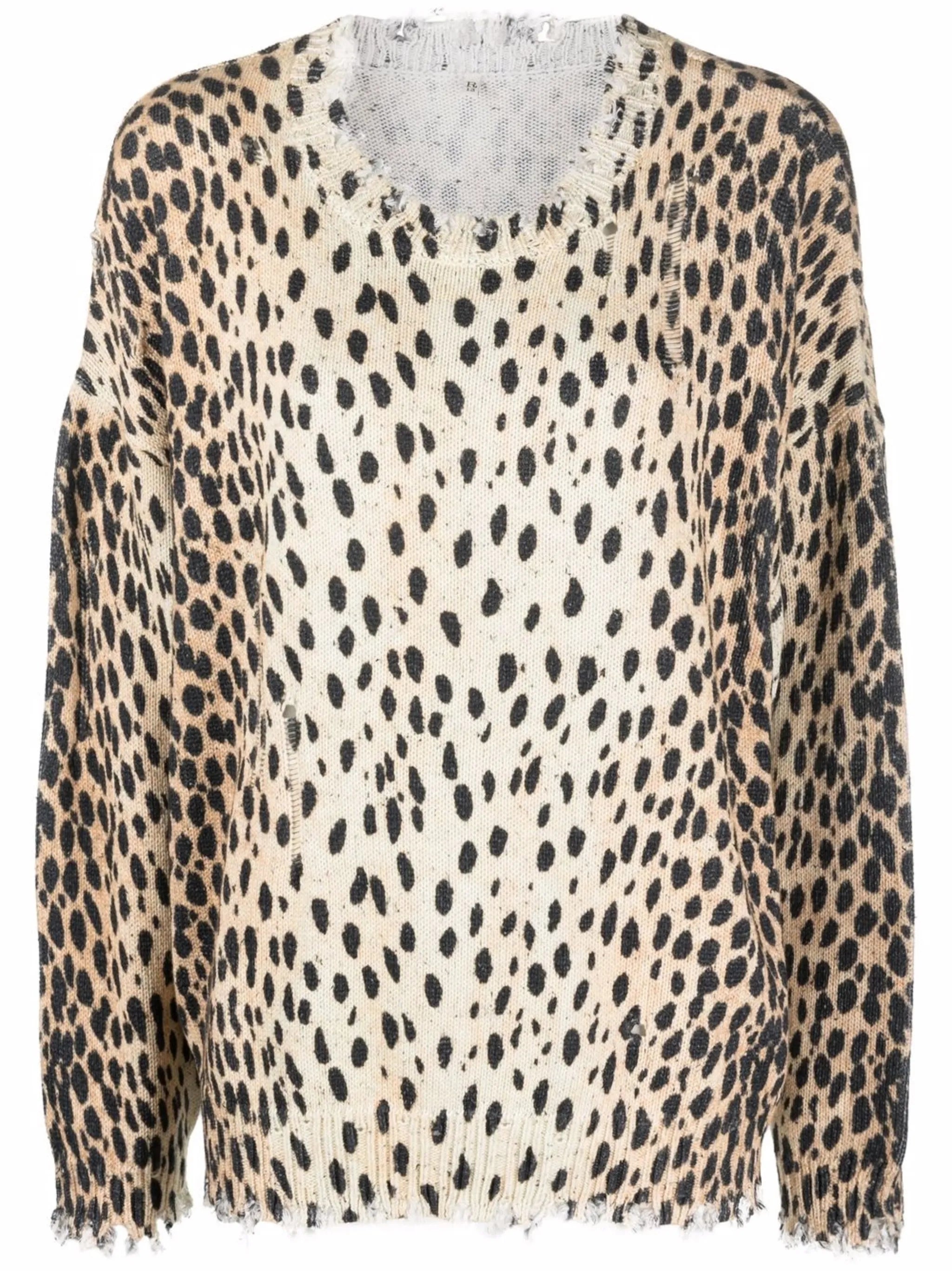 distressed leopard jumper