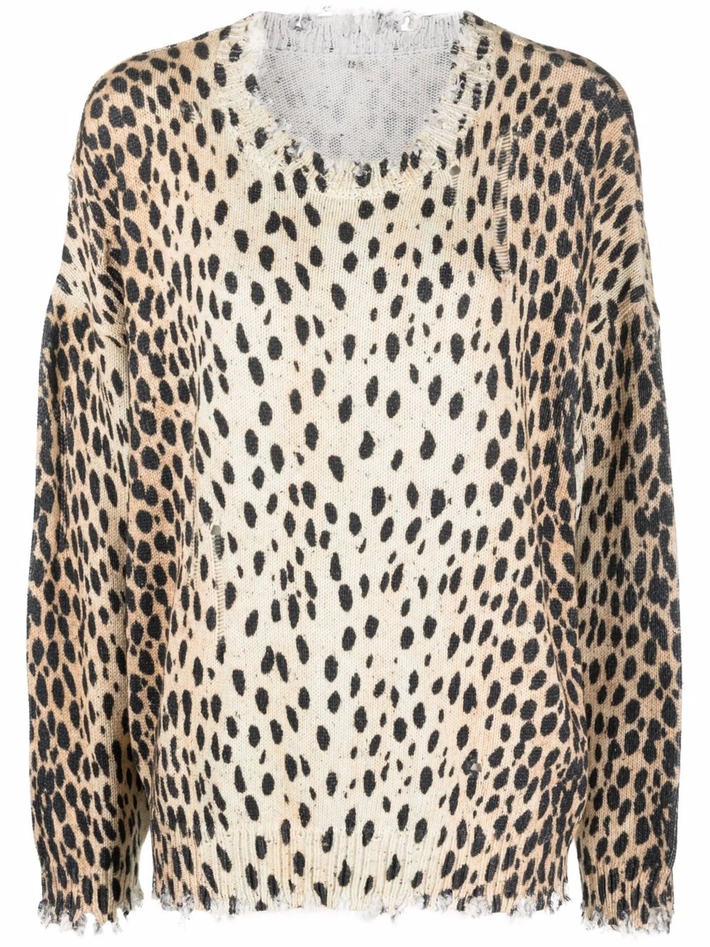 distressed leopard jumper