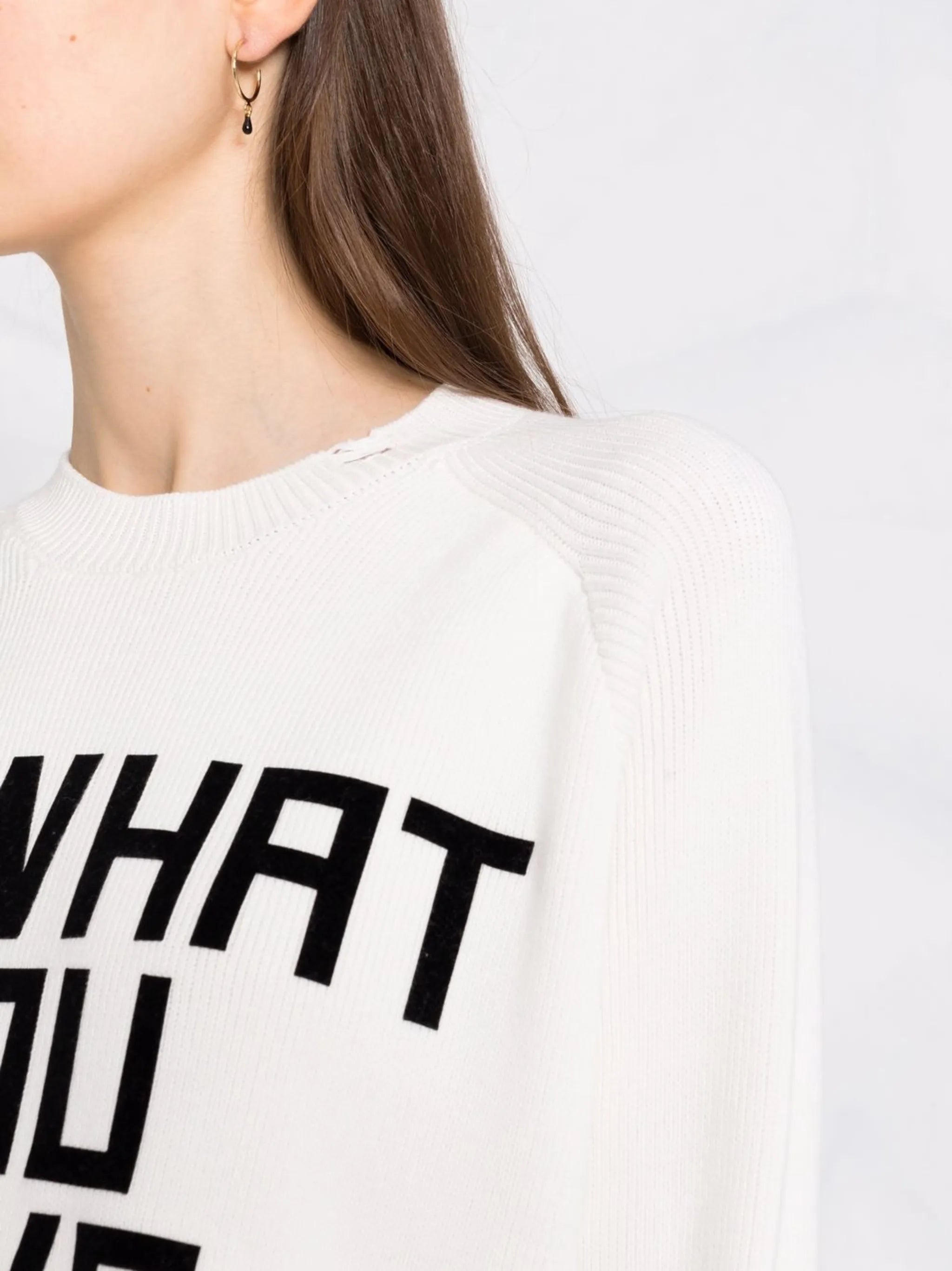 Delilah slogan-intarsia jumper