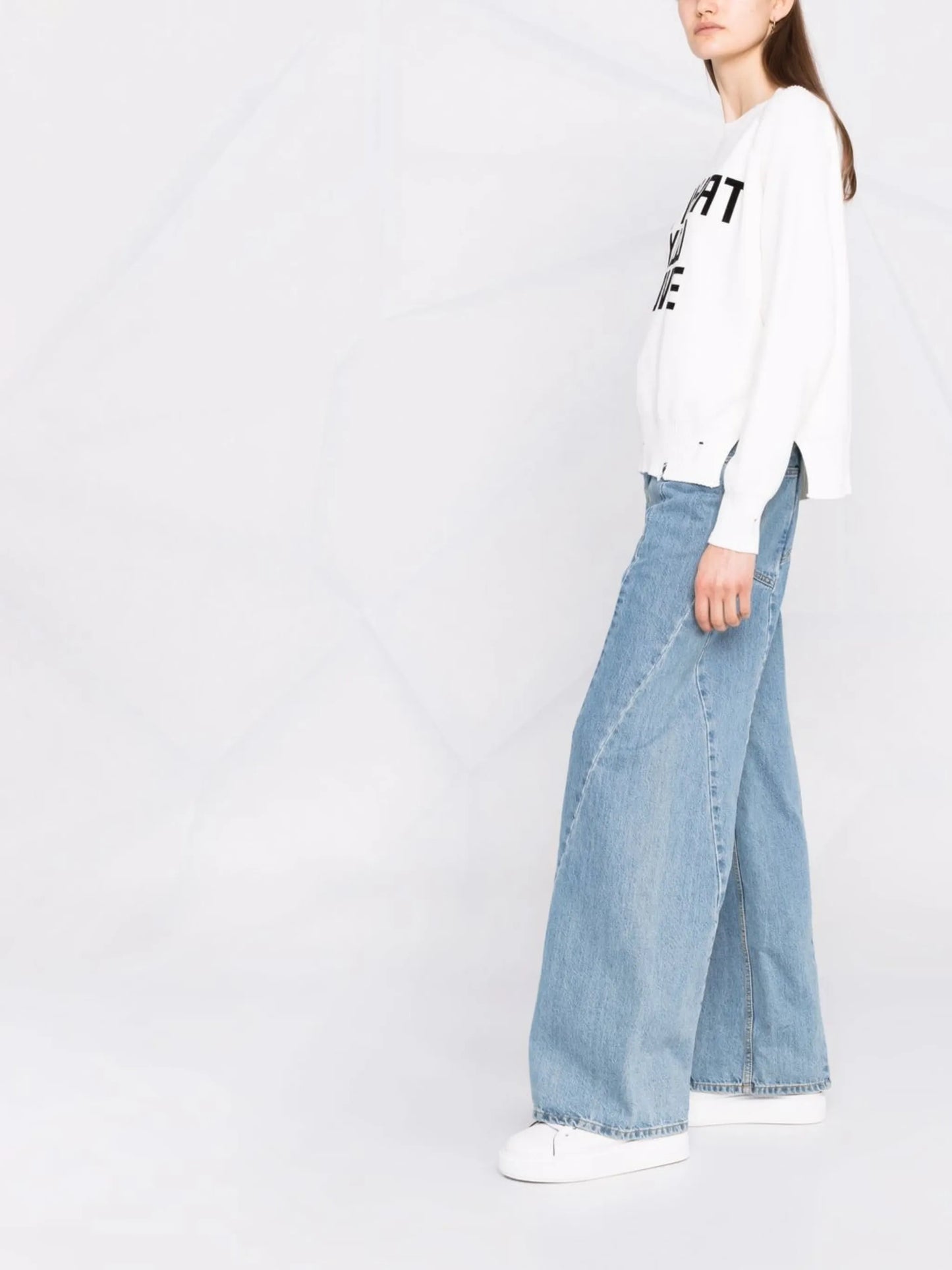 Delilah slogan-intarsia jumper