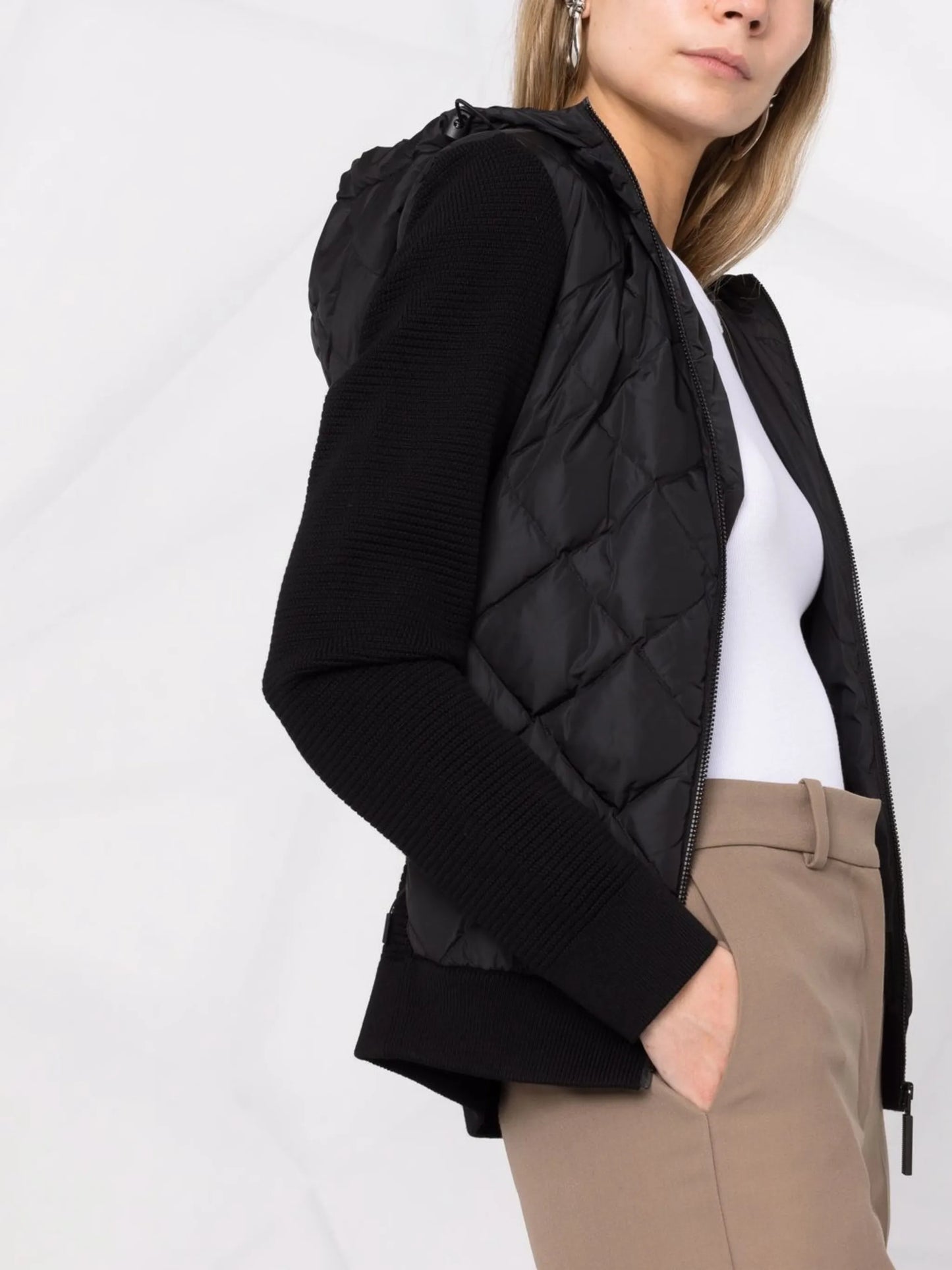Hybridge padded knitted hoodie