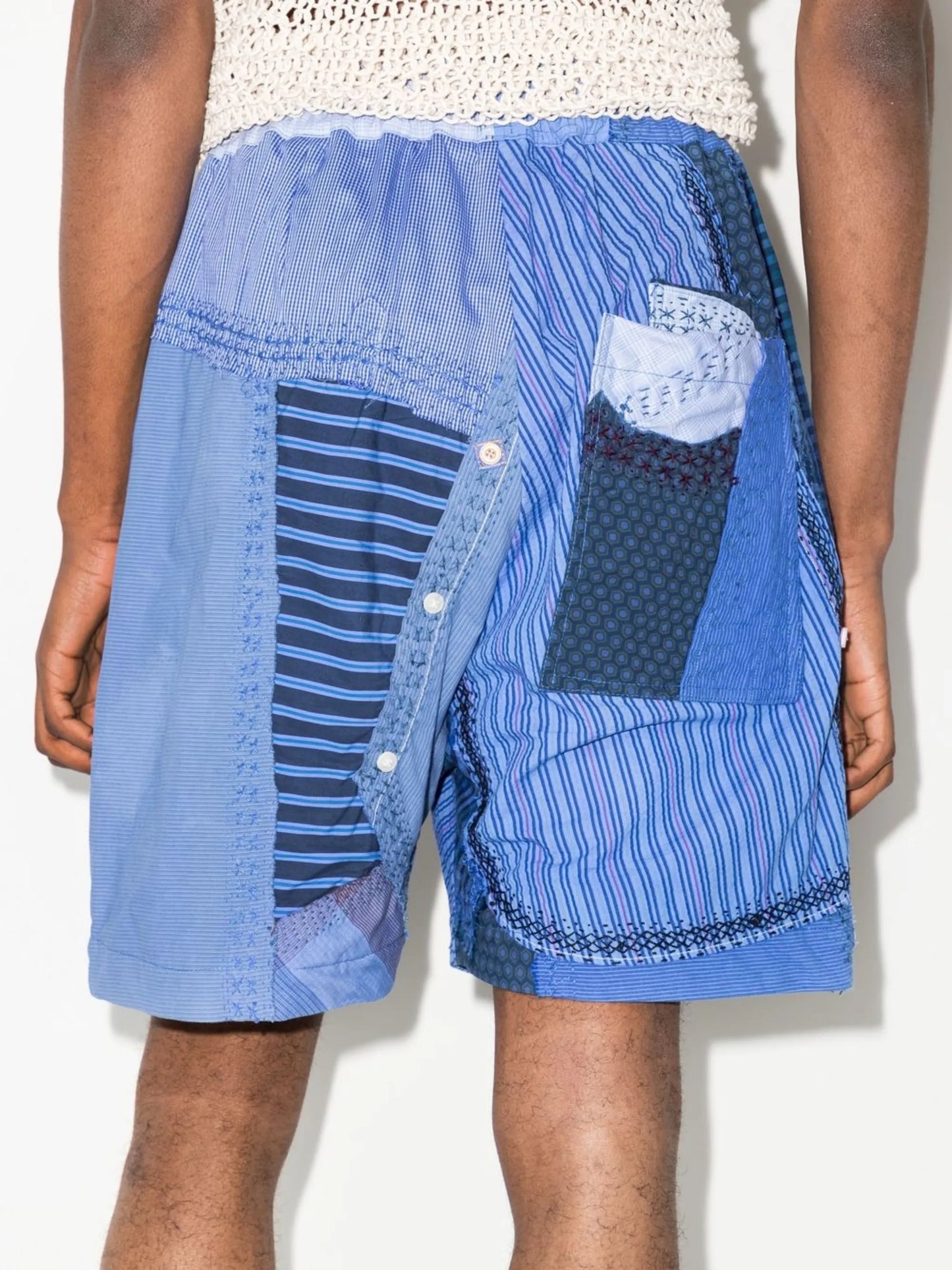 patchwork track shorts