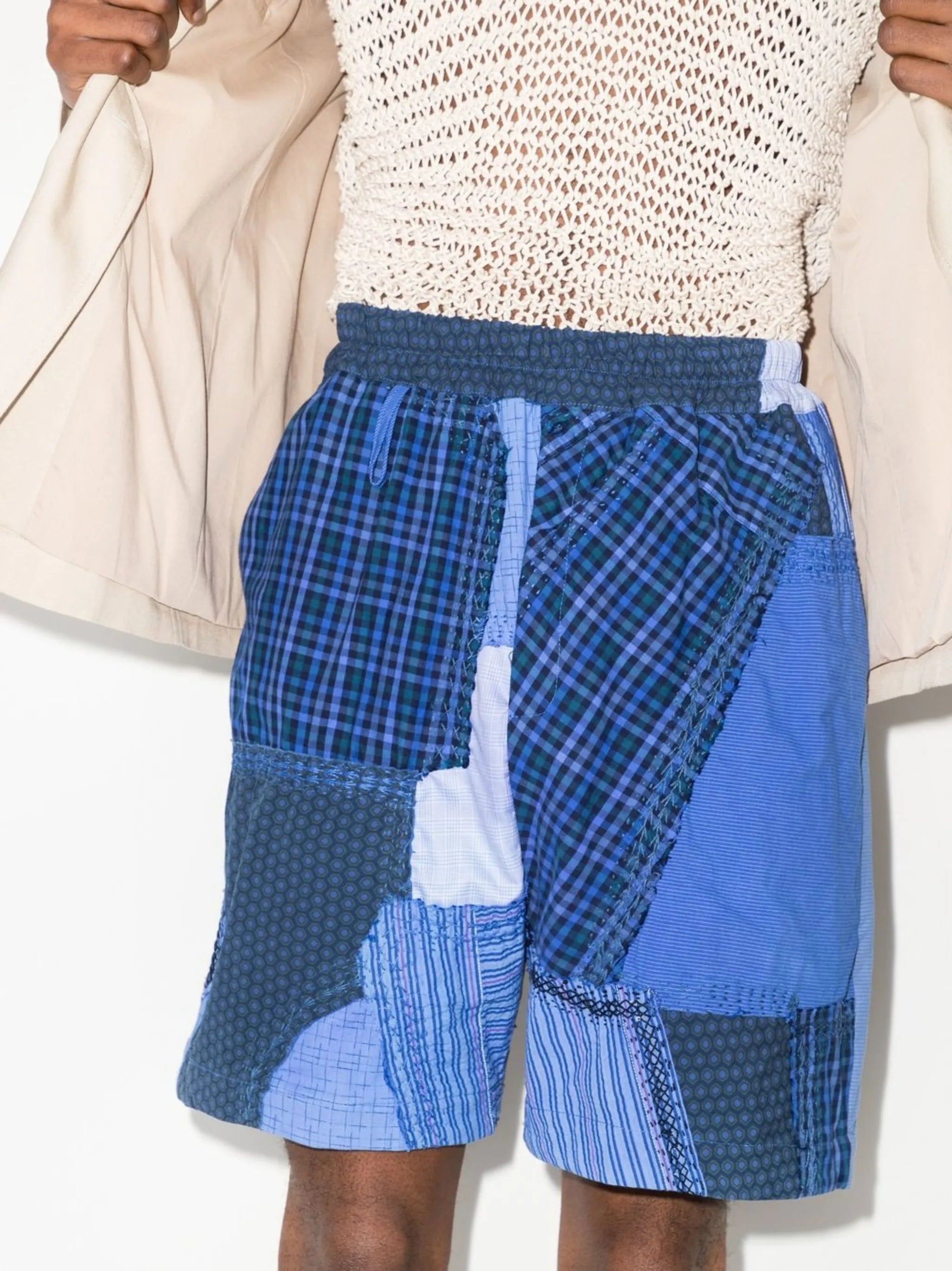 patchwork track shorts