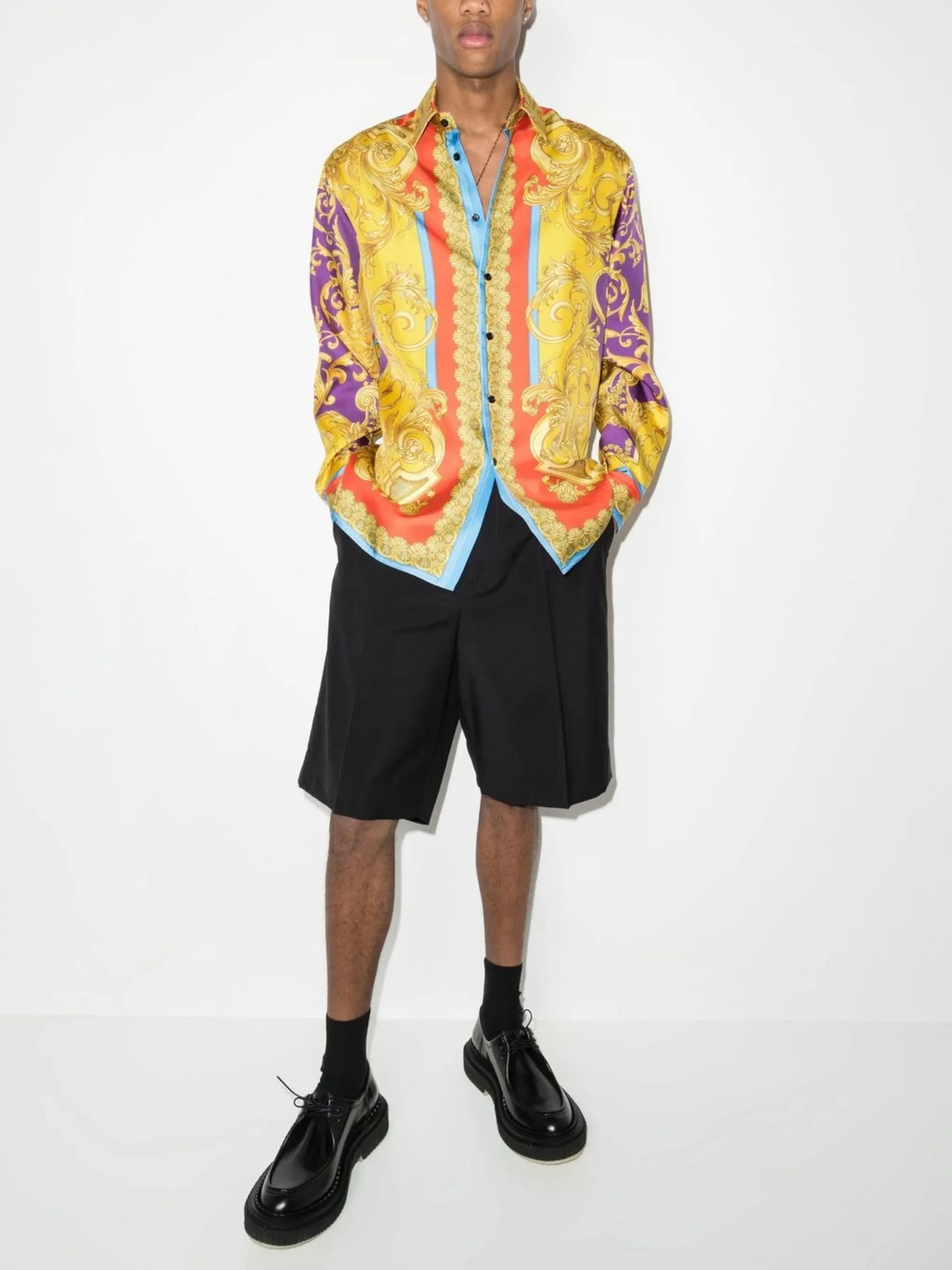 Barocco-print silk shirt