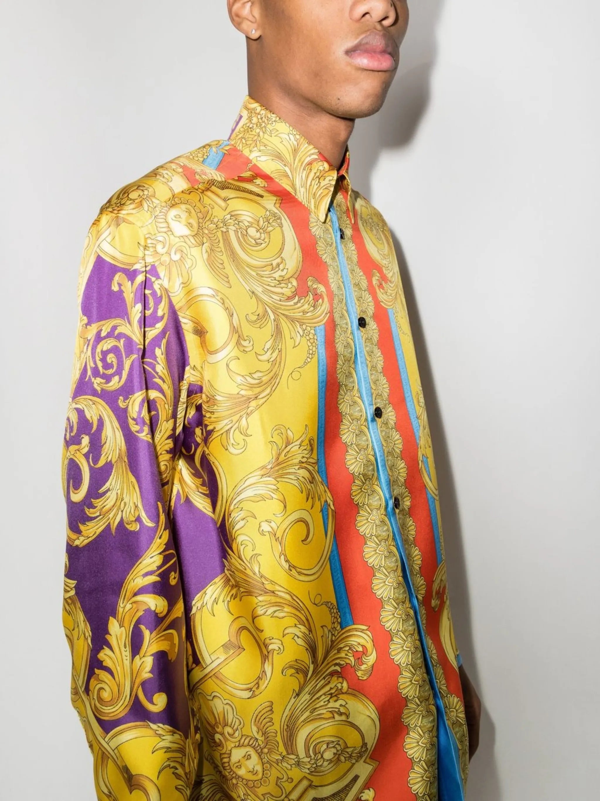 Barocco-print silk shirt