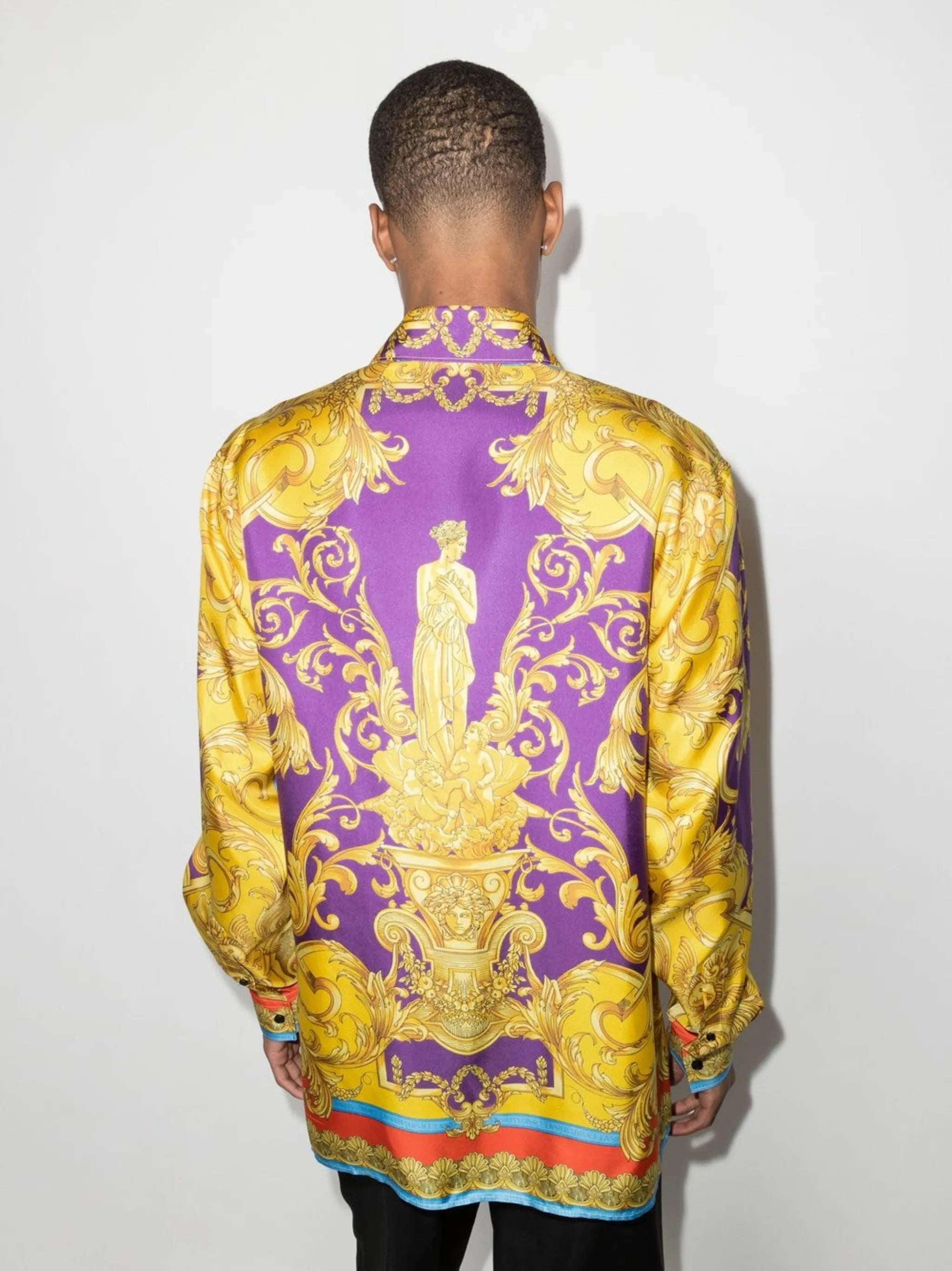 Barocco-print silk shirt
