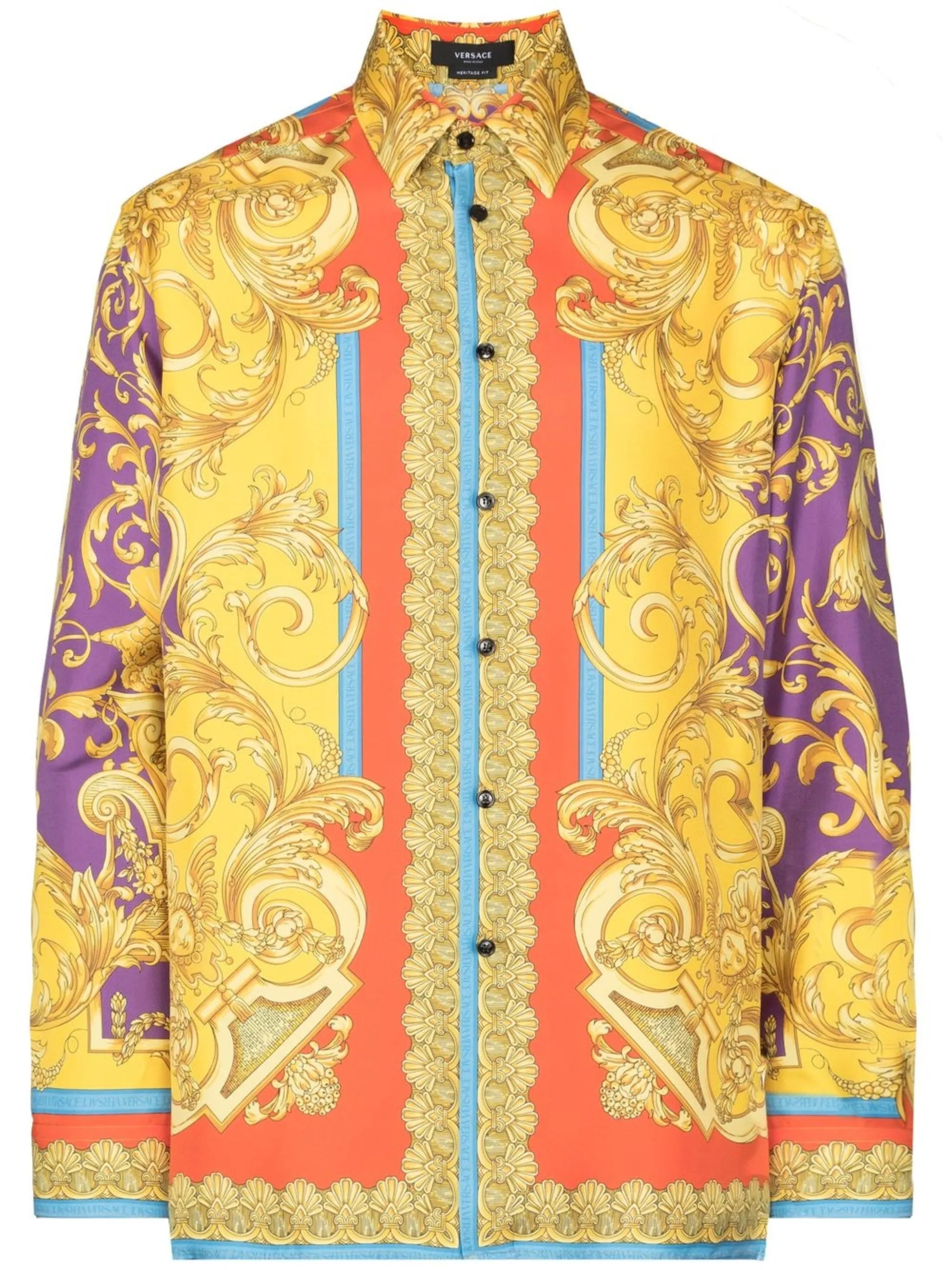 Barocco-print silk shirt