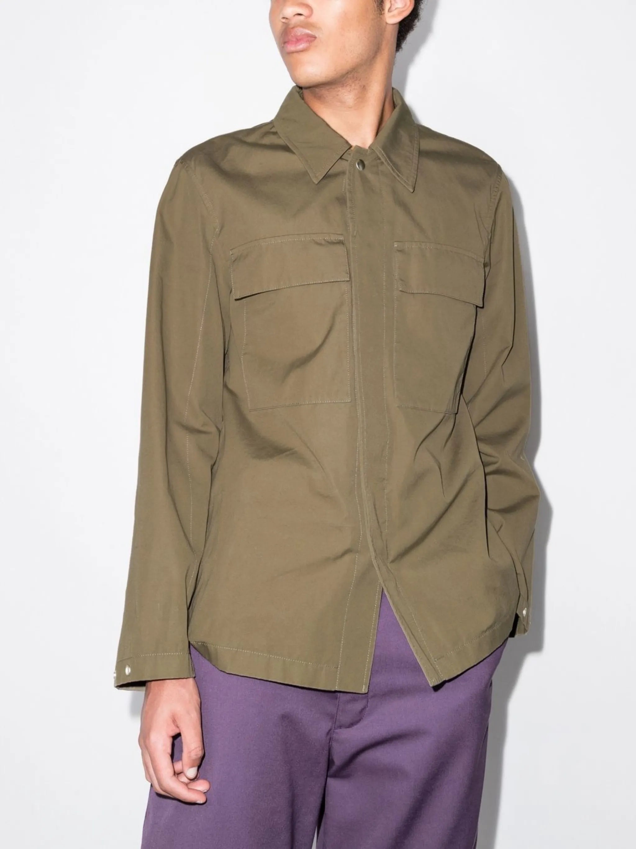 concealed-front shirt jacket