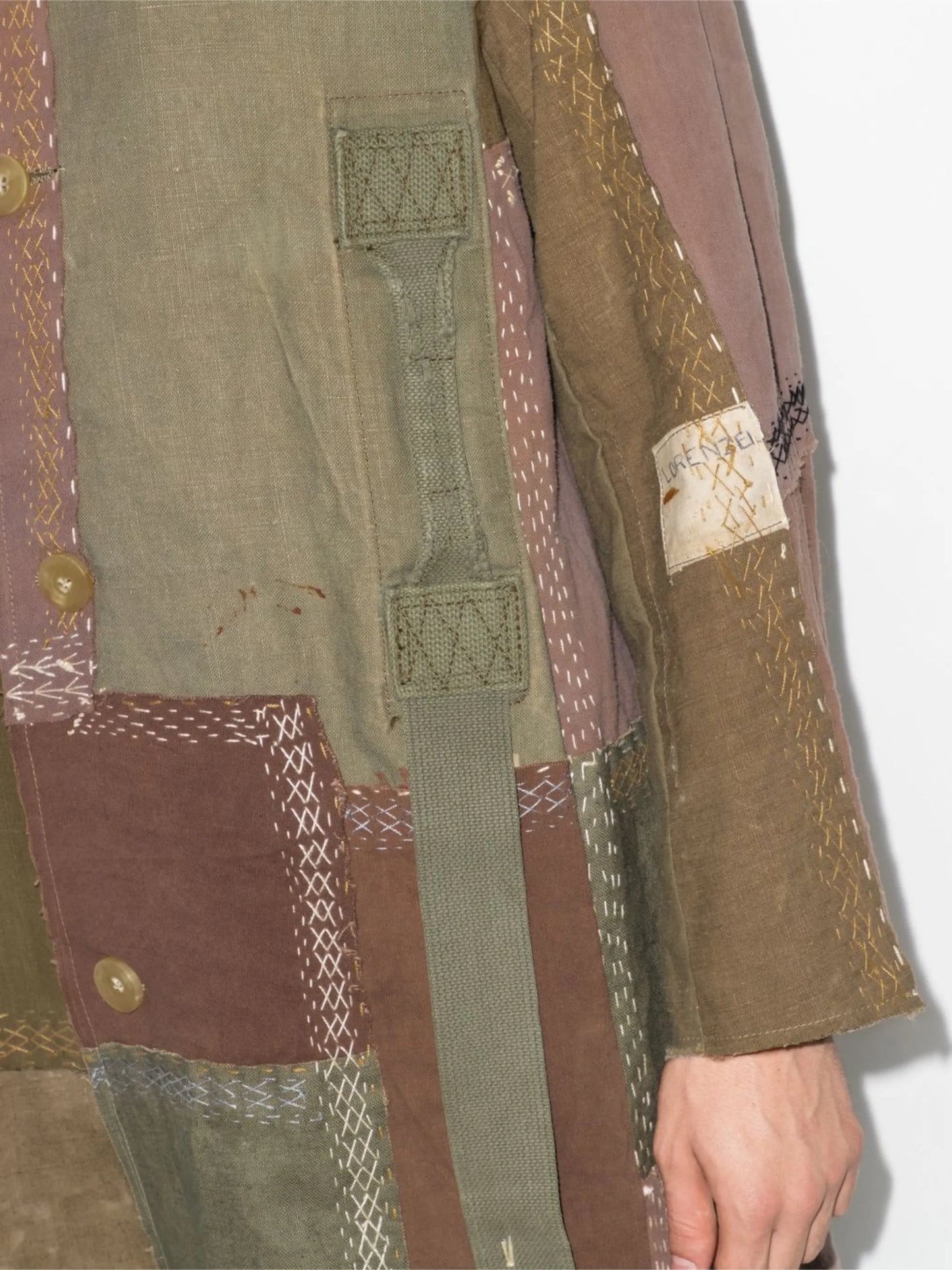 Rufus single-breasted patchwork coat