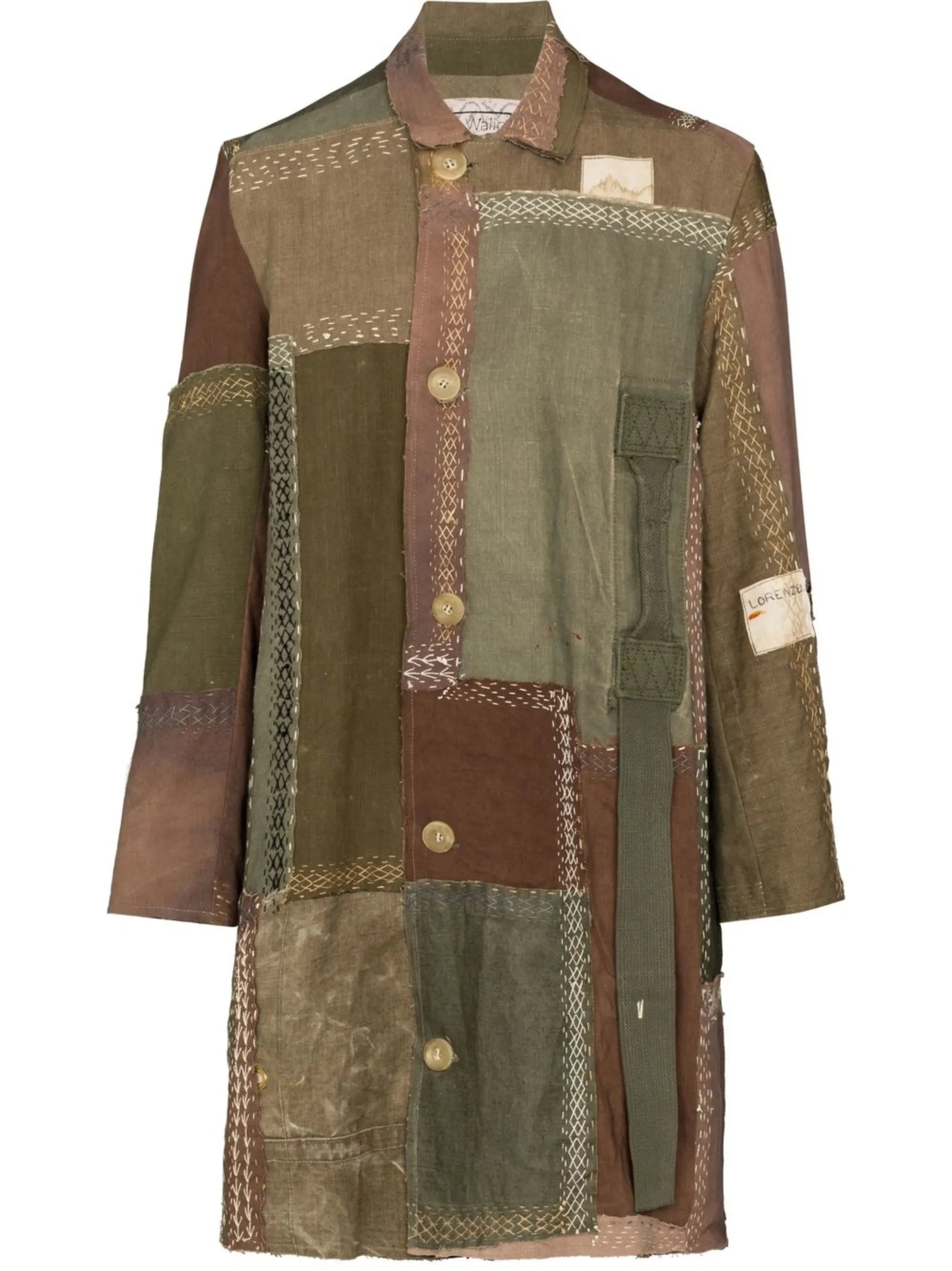 Rufus single-breasted patchwork coat