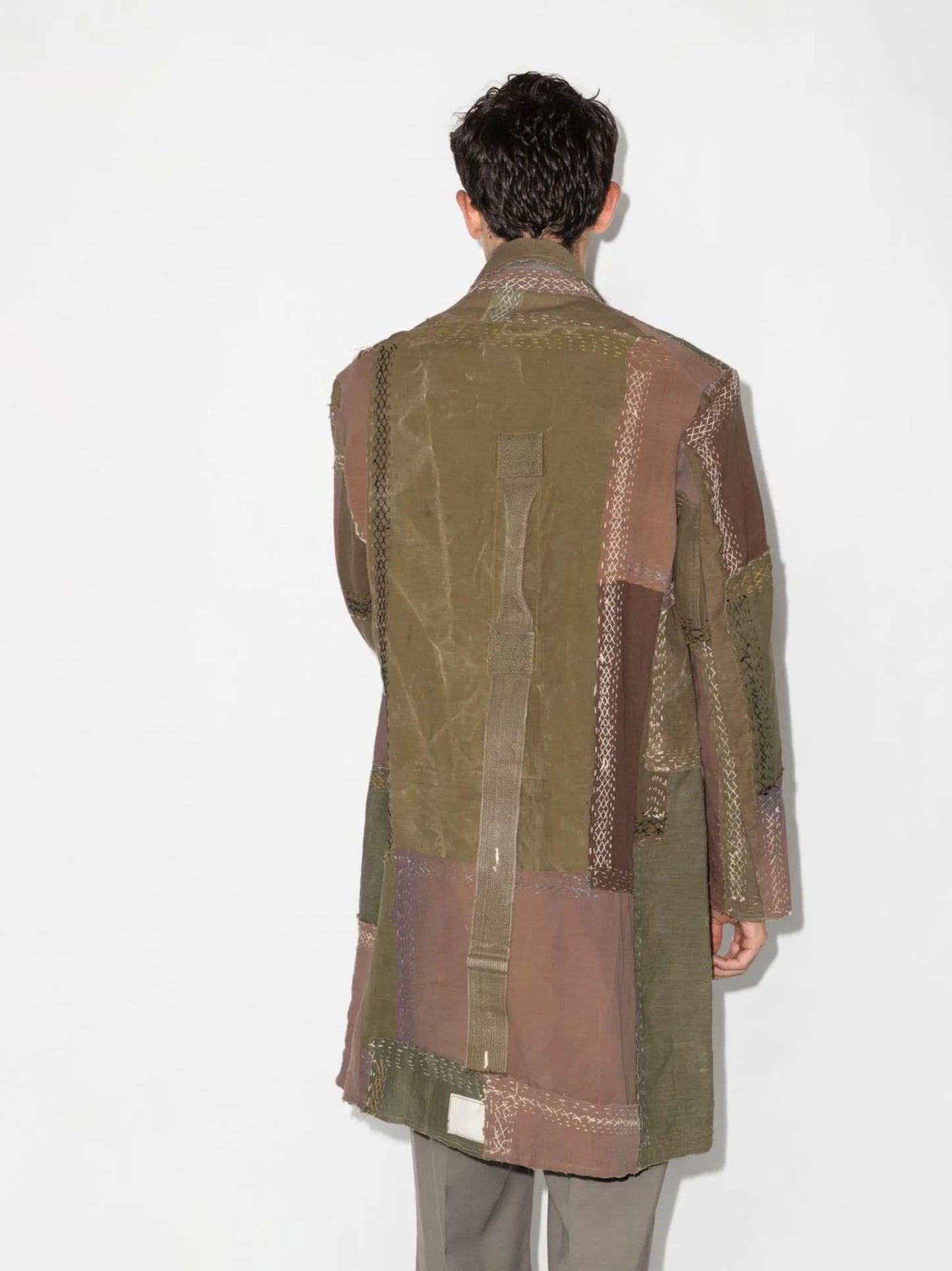 Rufus single-breasted patchwork coat