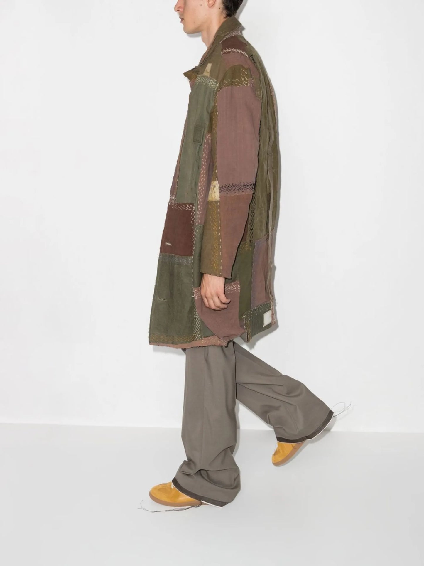 Rufus single-breasted patchwork coat