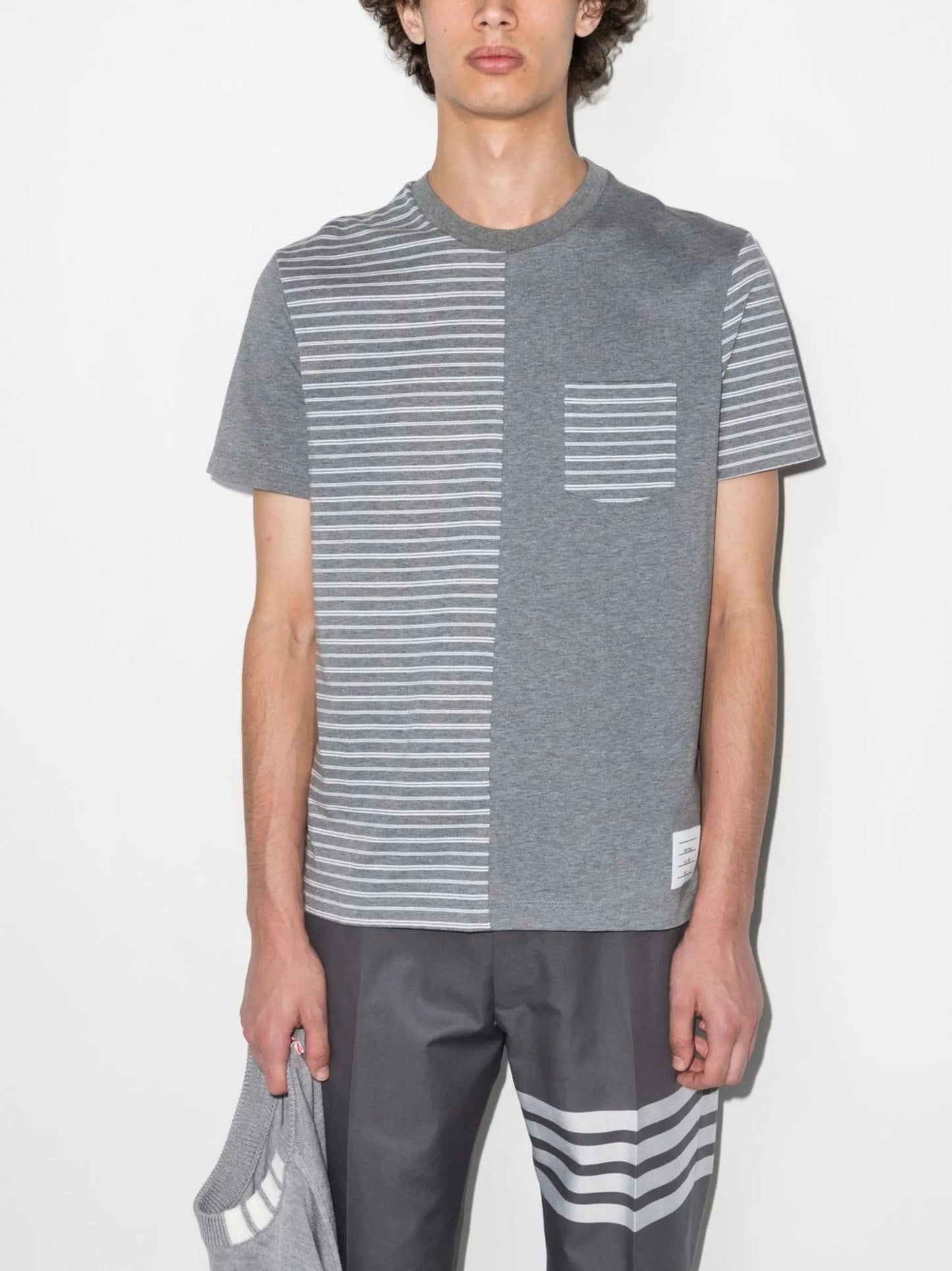 striped panelled T-shirt