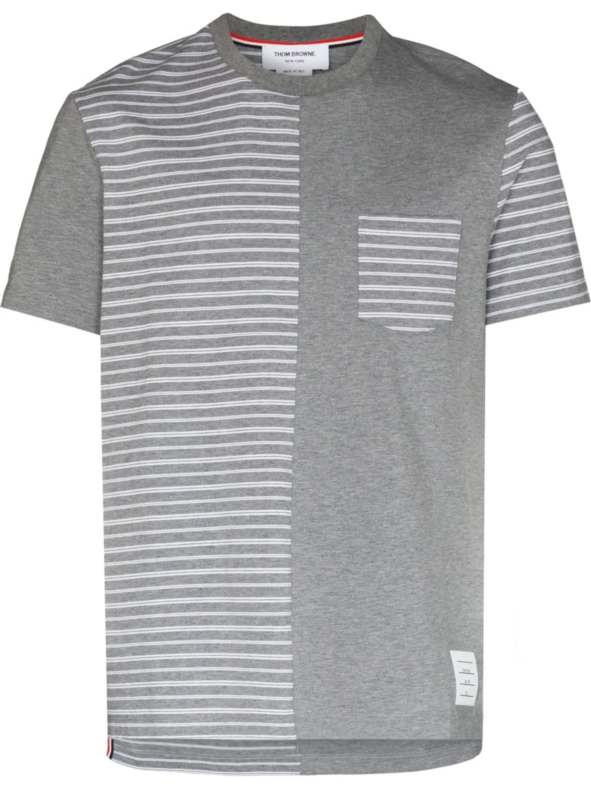striped panelled T-shirt