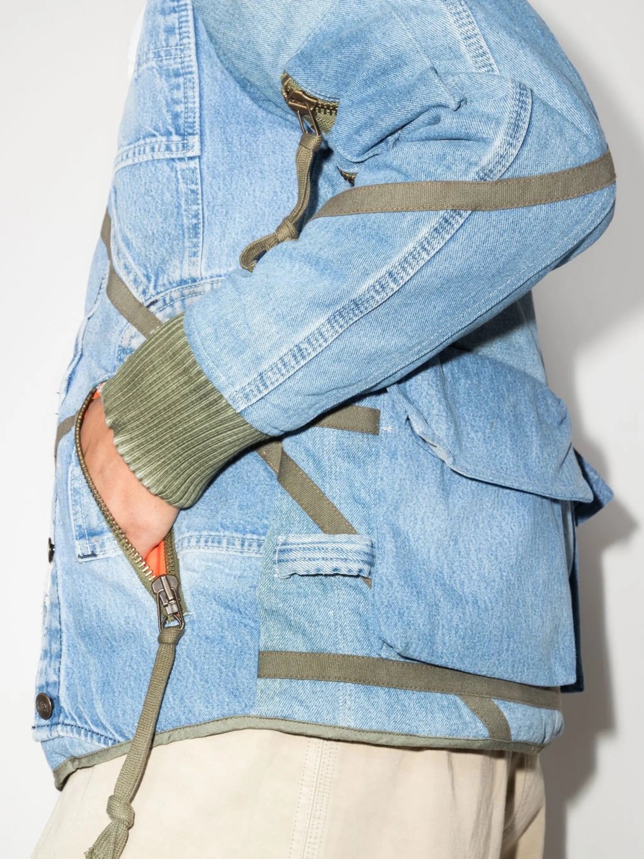 zip-up denim bomber jacket