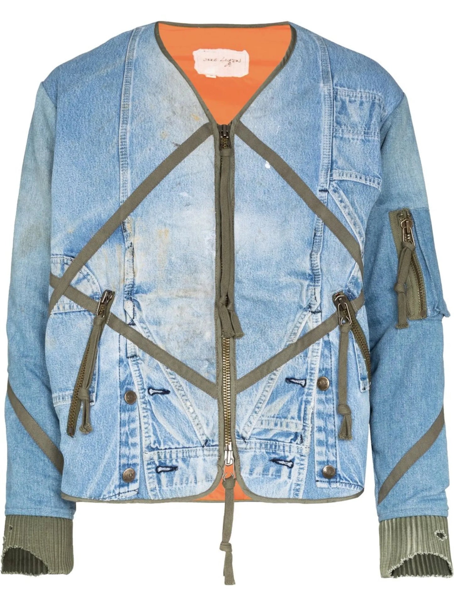 zip-up denim bomber jacket