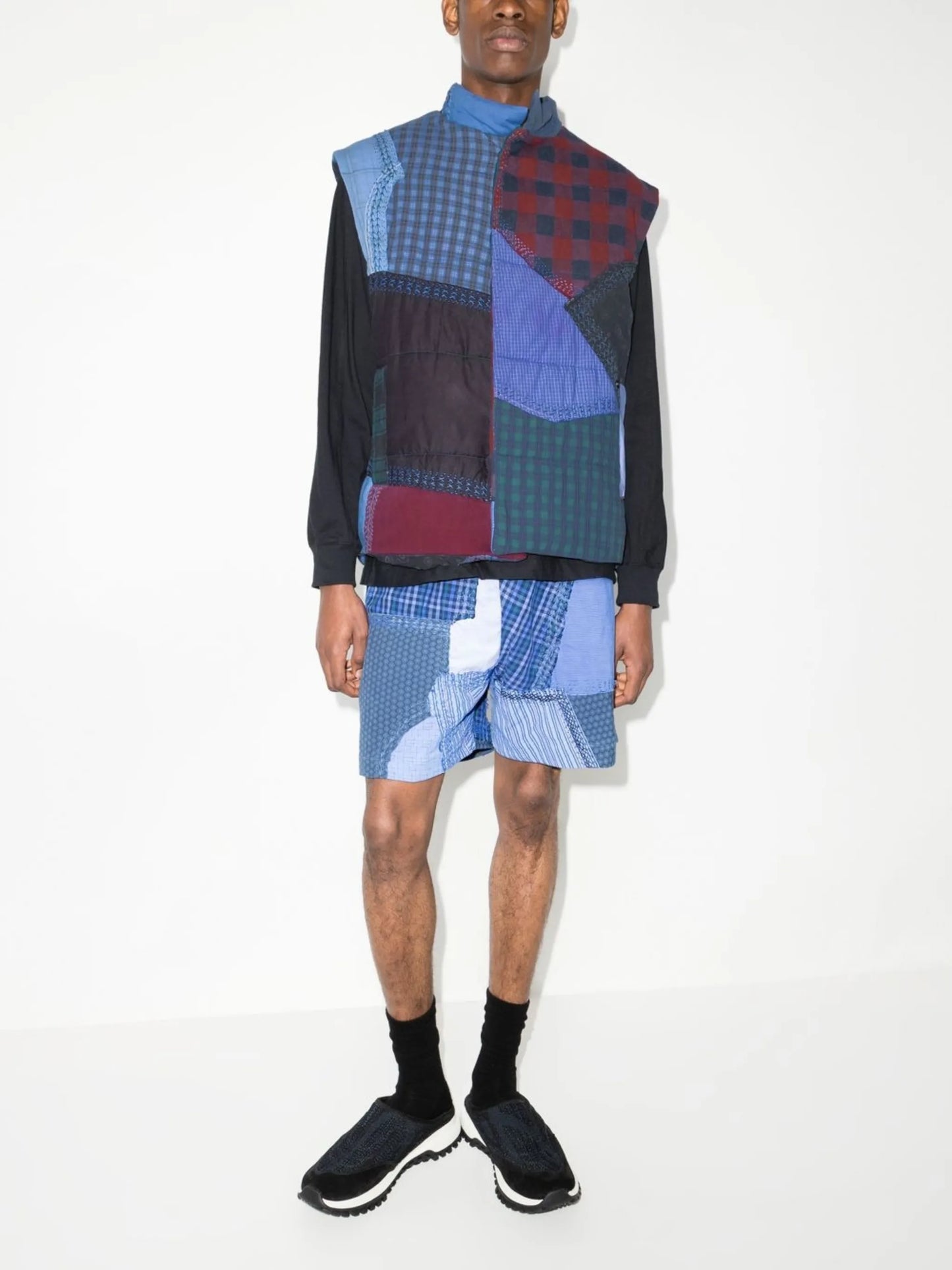 Teddy patchwork gilet jacket
