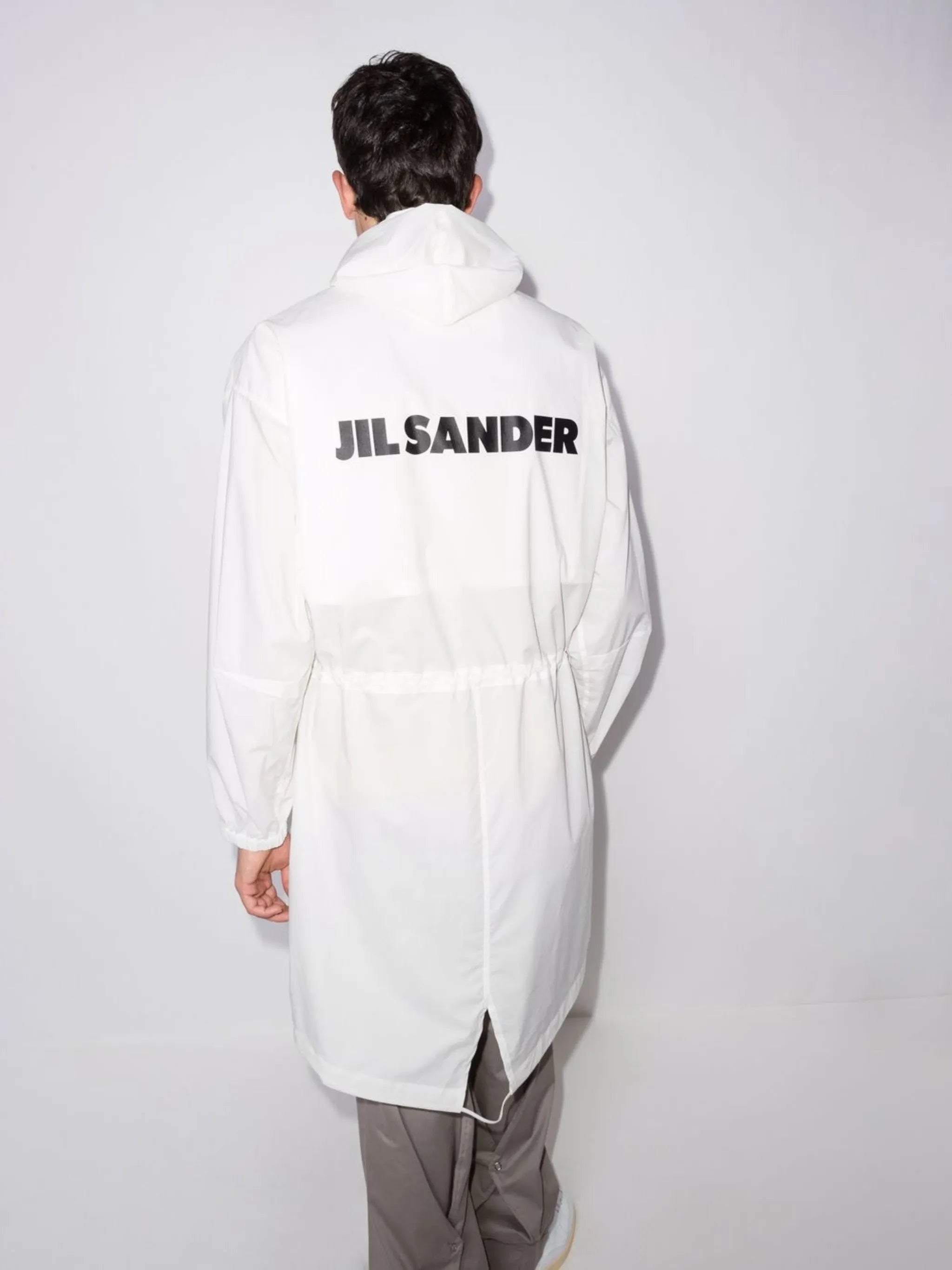 logo-print hooded raincoat
