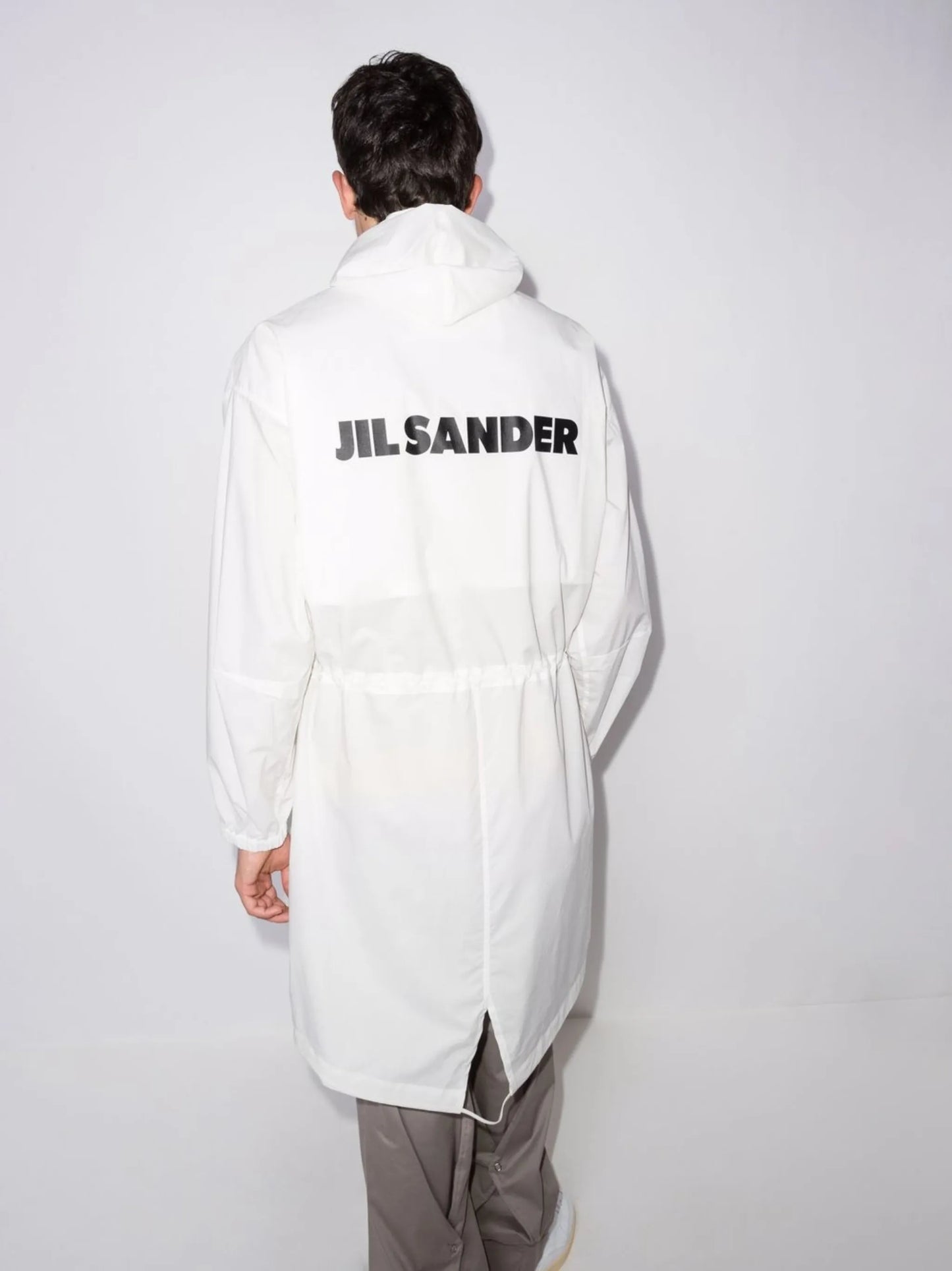 logo-print hooded raincoat