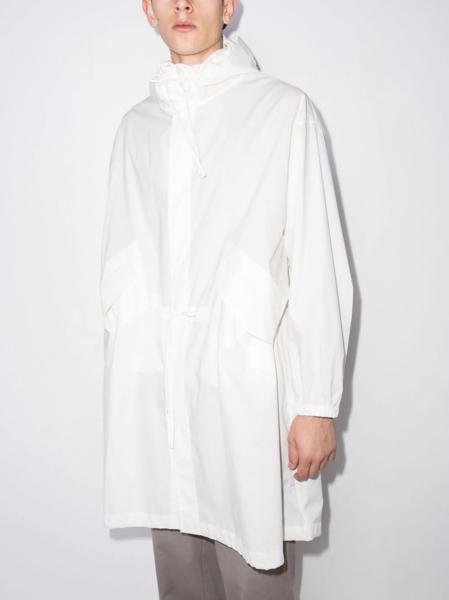logo-print hooded raincoat