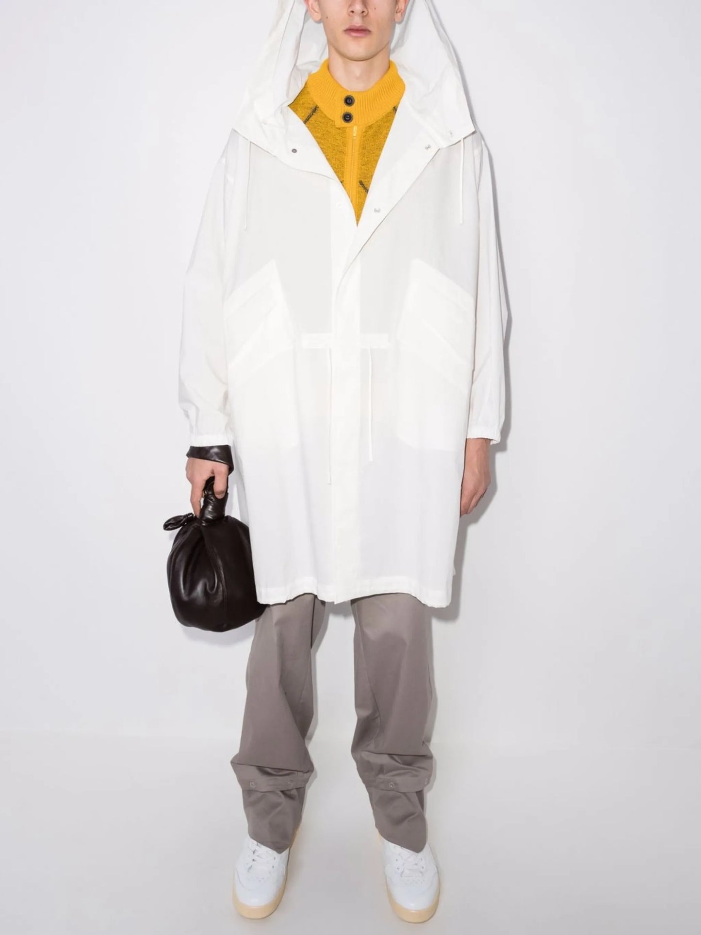 logo-print hooded raincoat