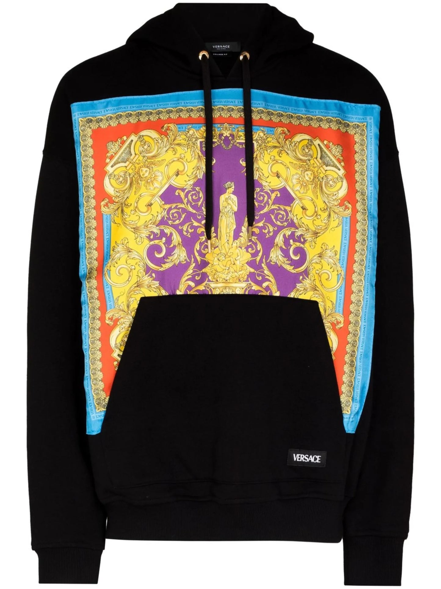 baroque-panelled pullover hoodie