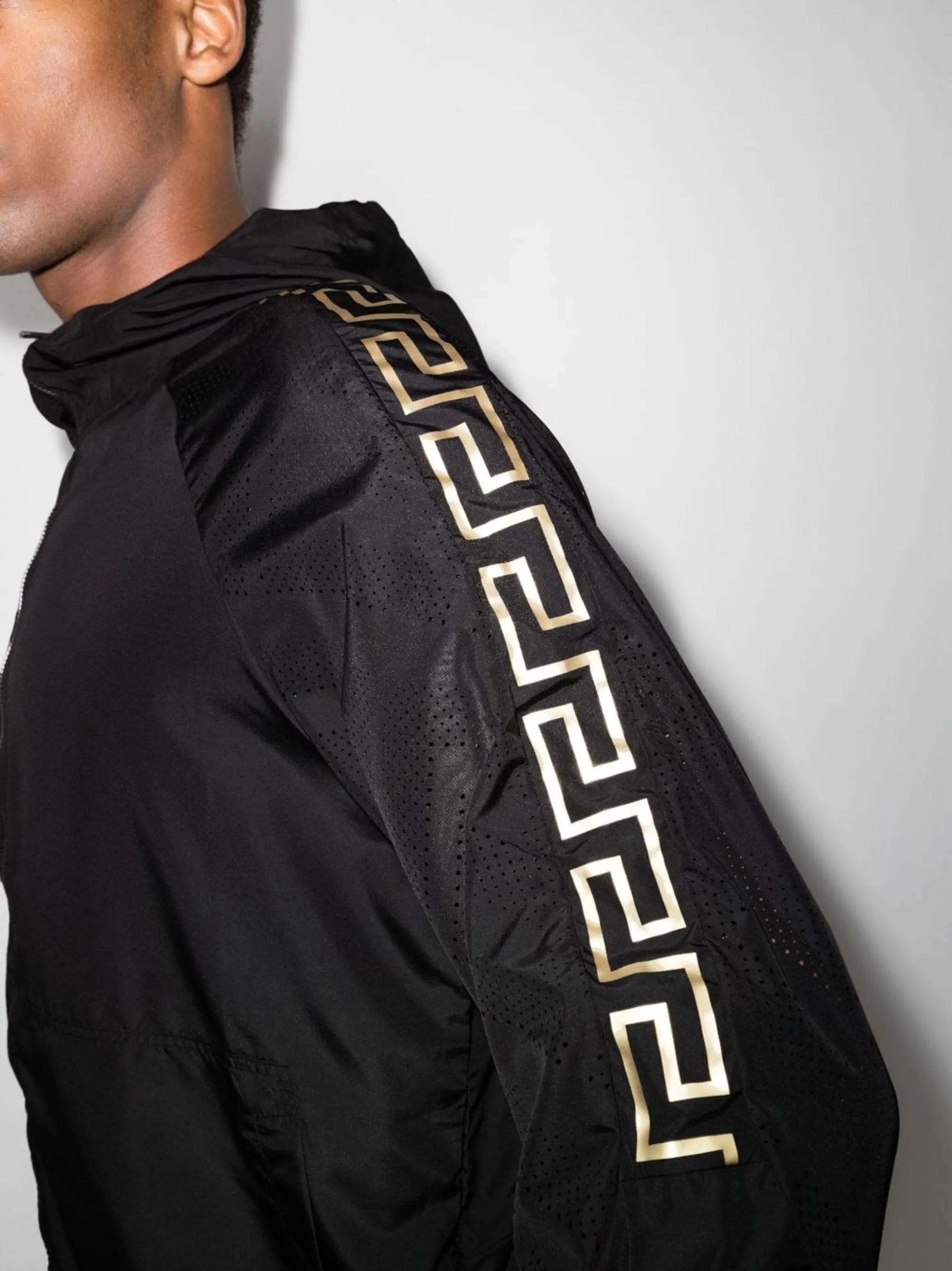 La Greca-print zip-fastening hoodie