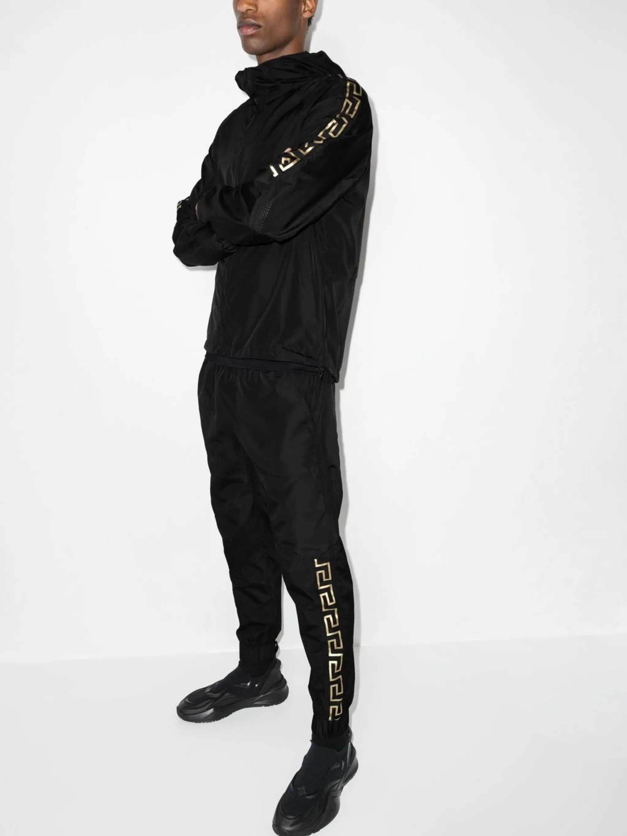 La Greca-print zip-fastening hoodie