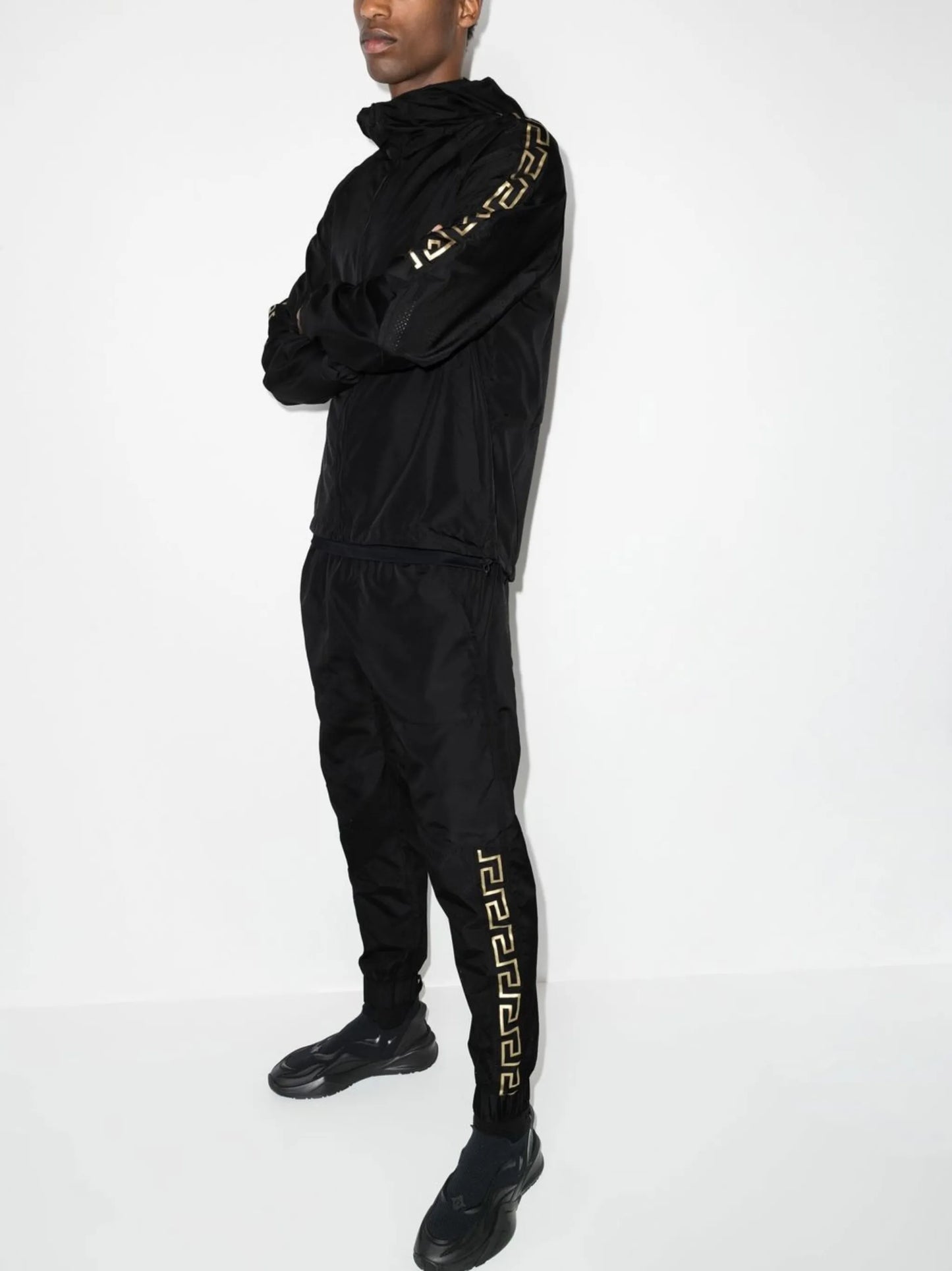 La Greca-print zip-fastening hoodie