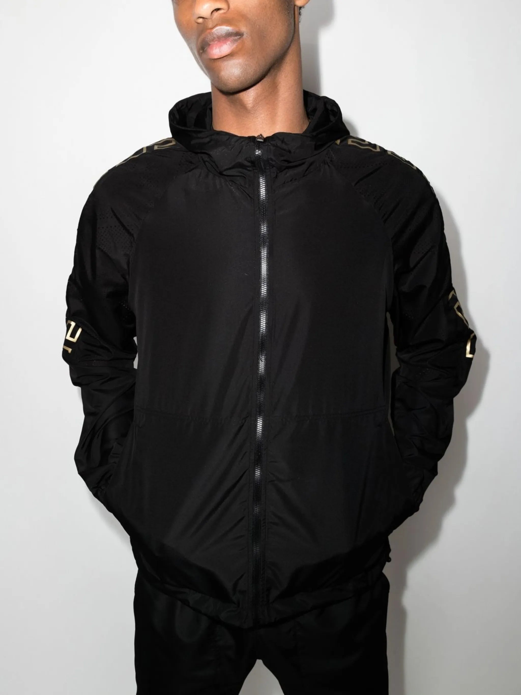 La Greca-print zip-fastening hoodie