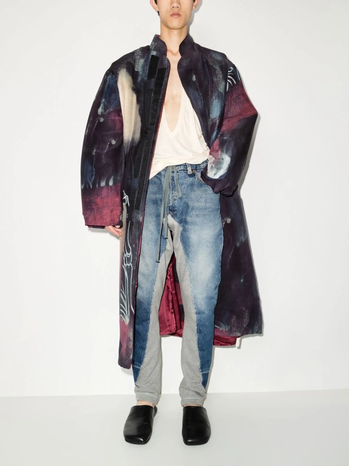 panelled straight-leg trousers