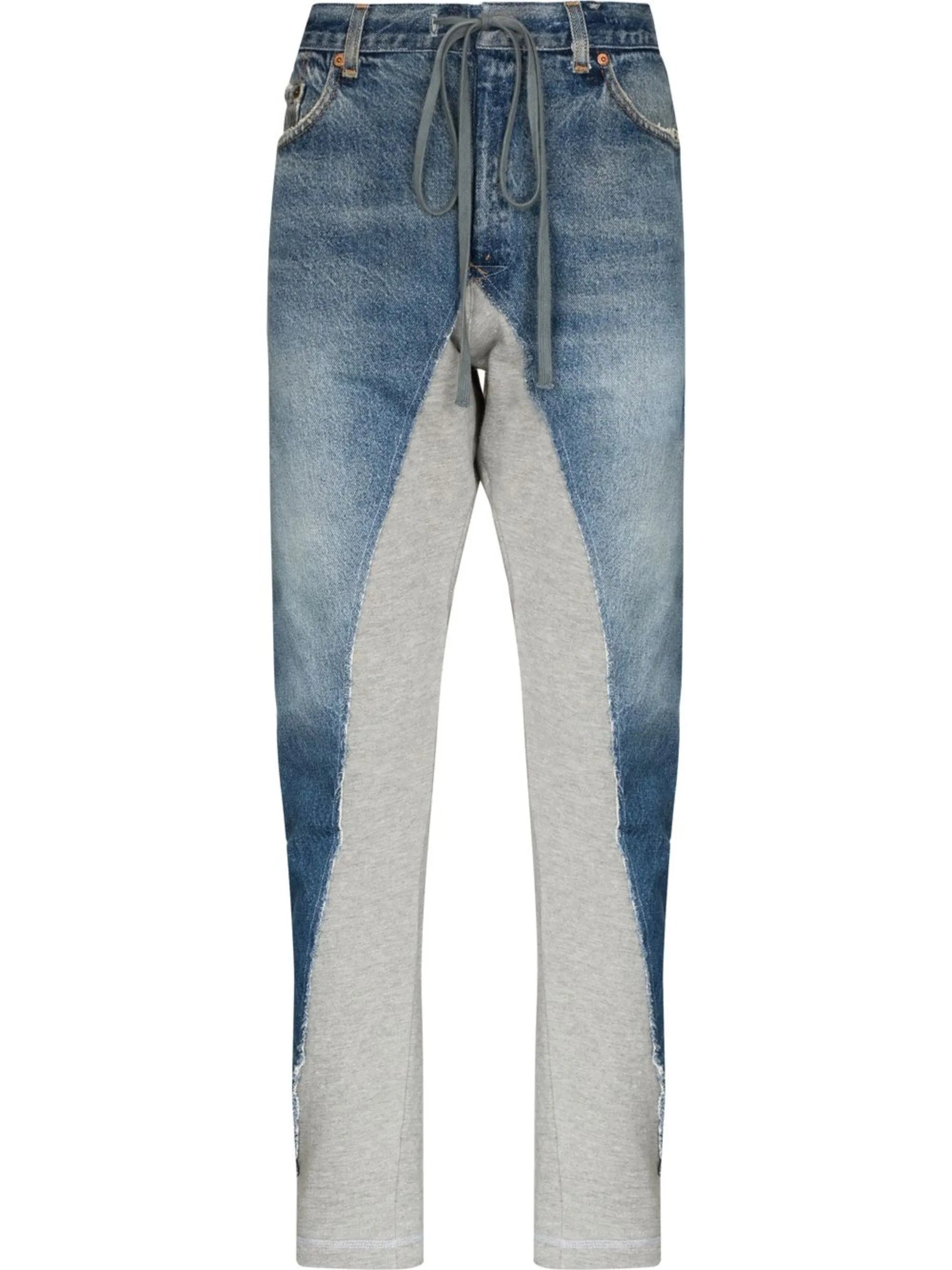 panelled straight-leg trousers