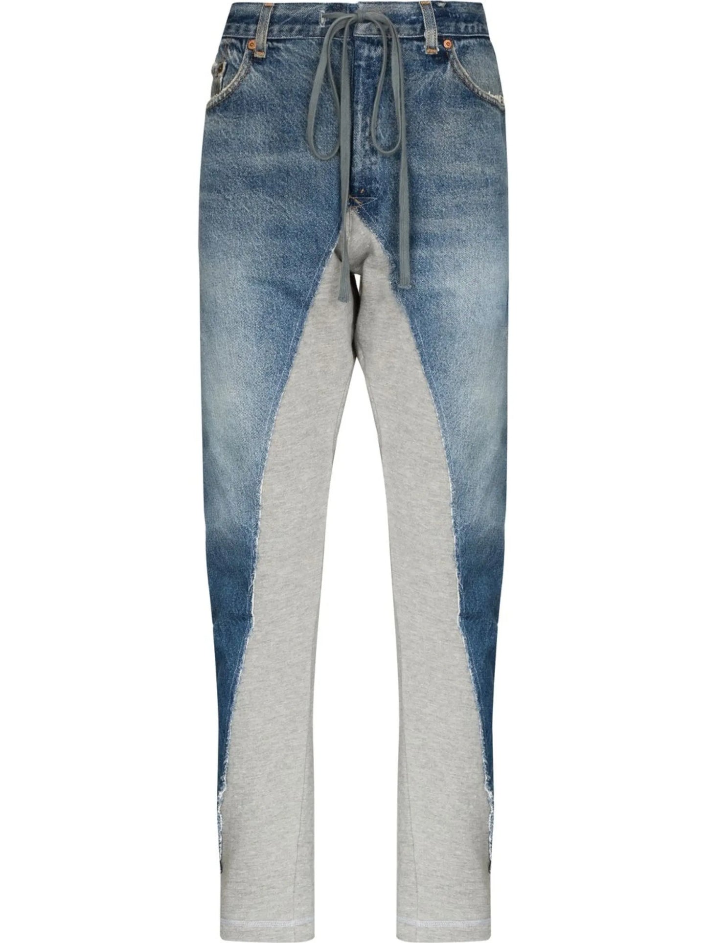 panelled straight-leg trousers