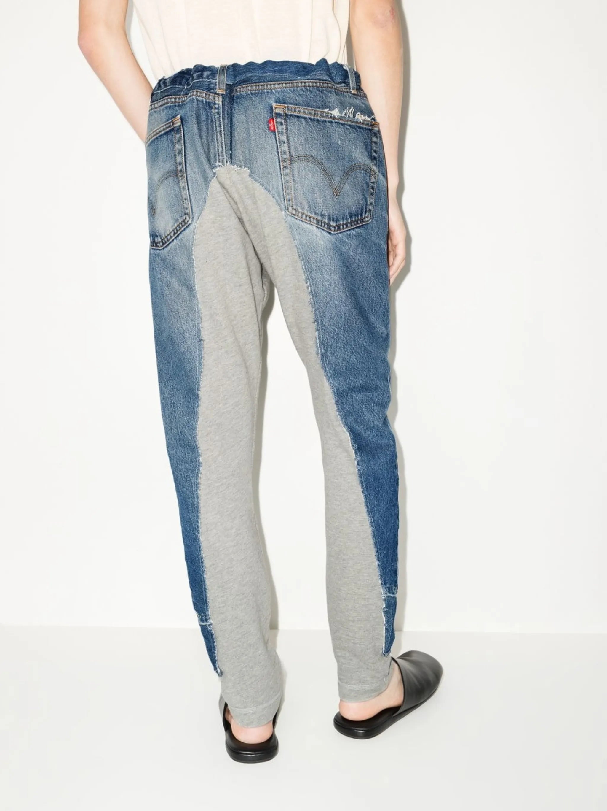 panelled straight-leg trousers