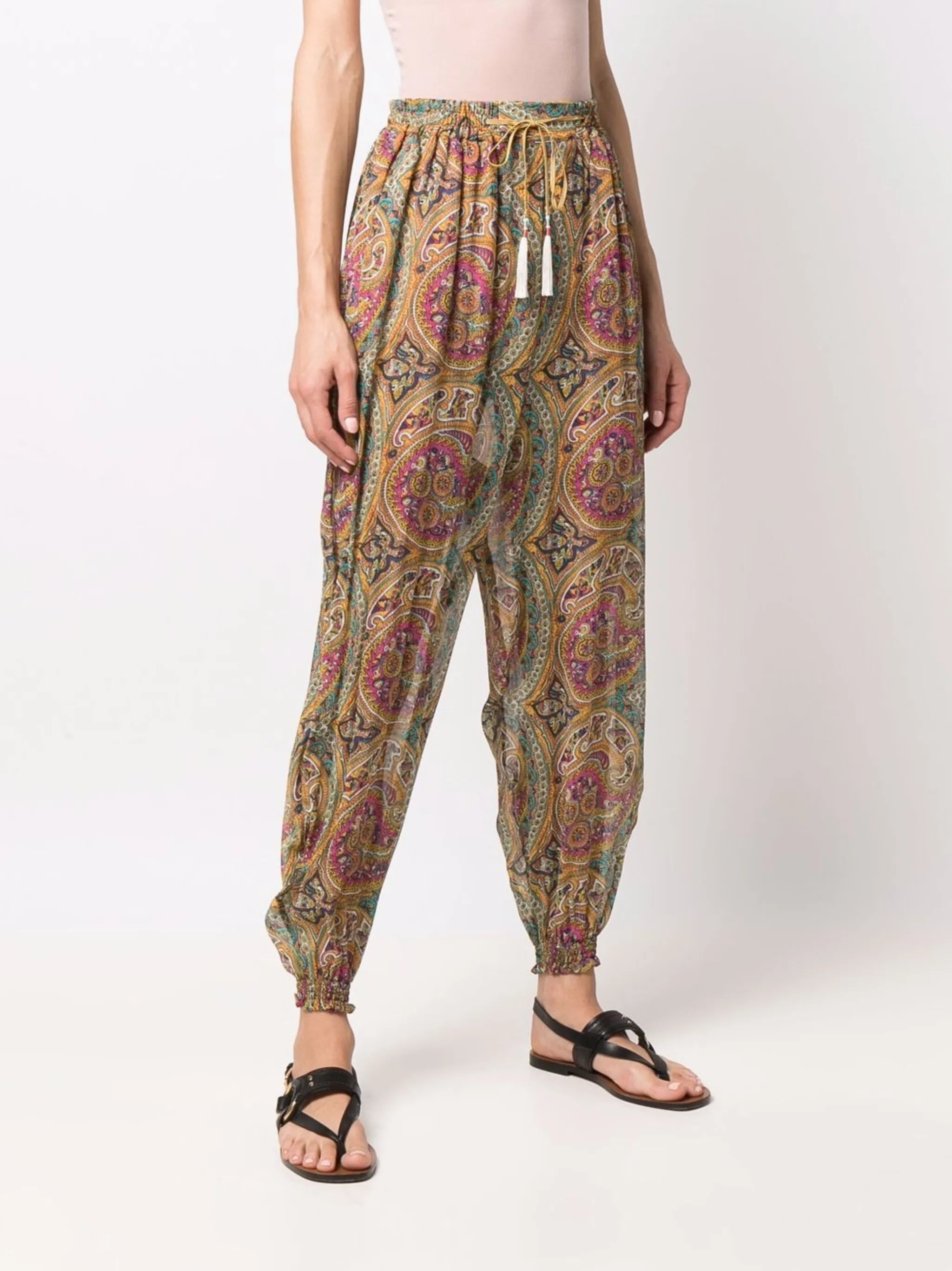 paisley-print tapered trousers