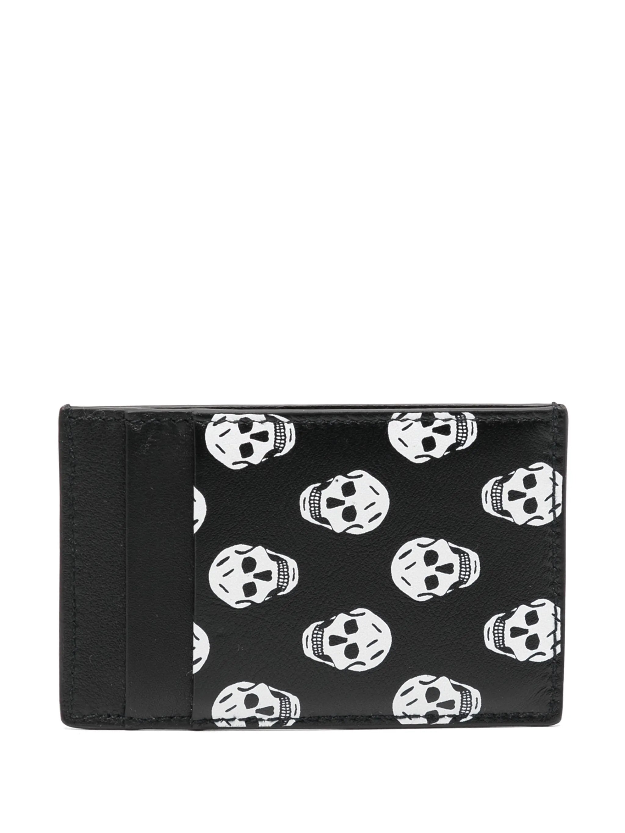 skull-motif leather cardholder