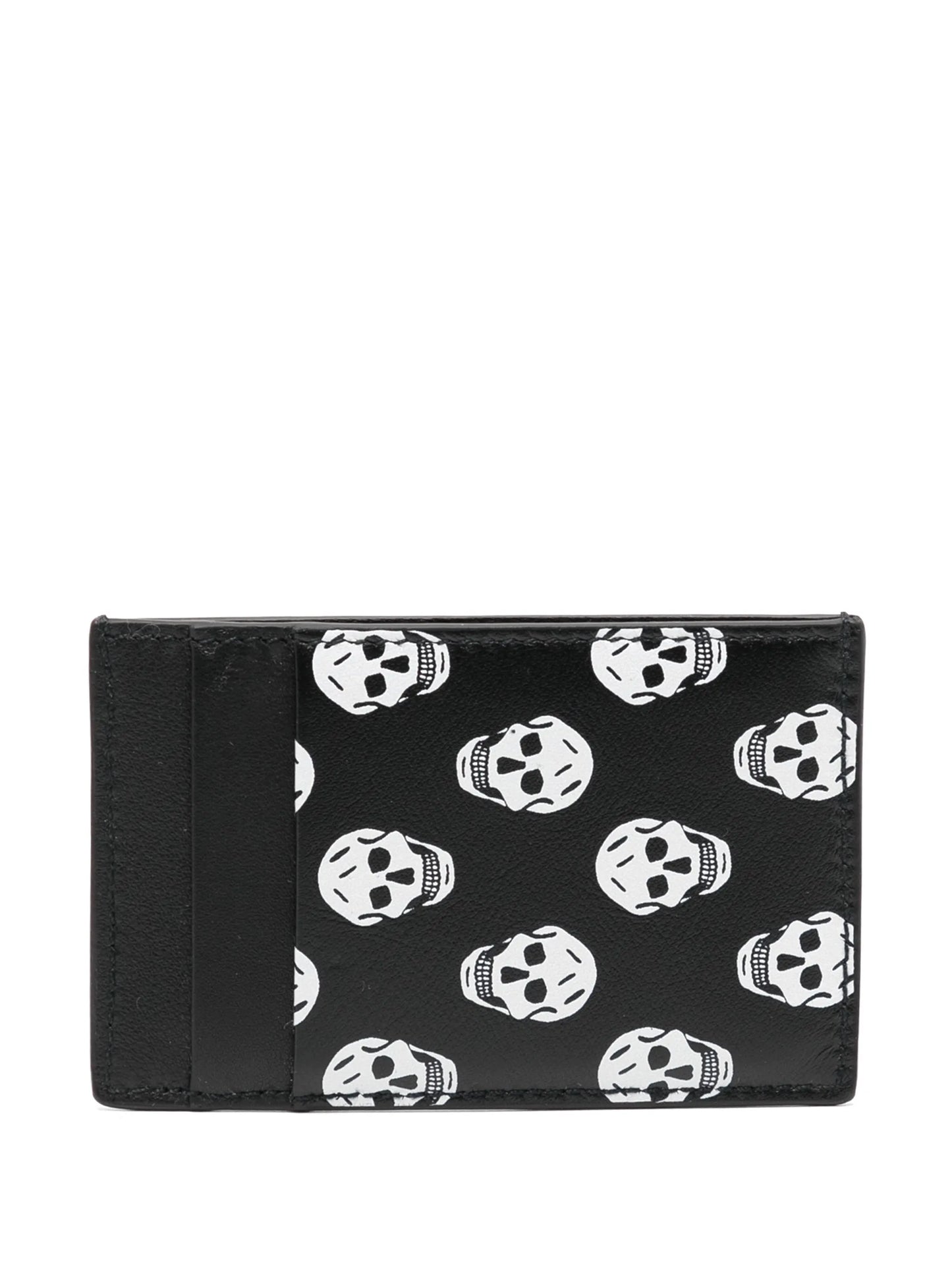 skull-motif leather cardholder