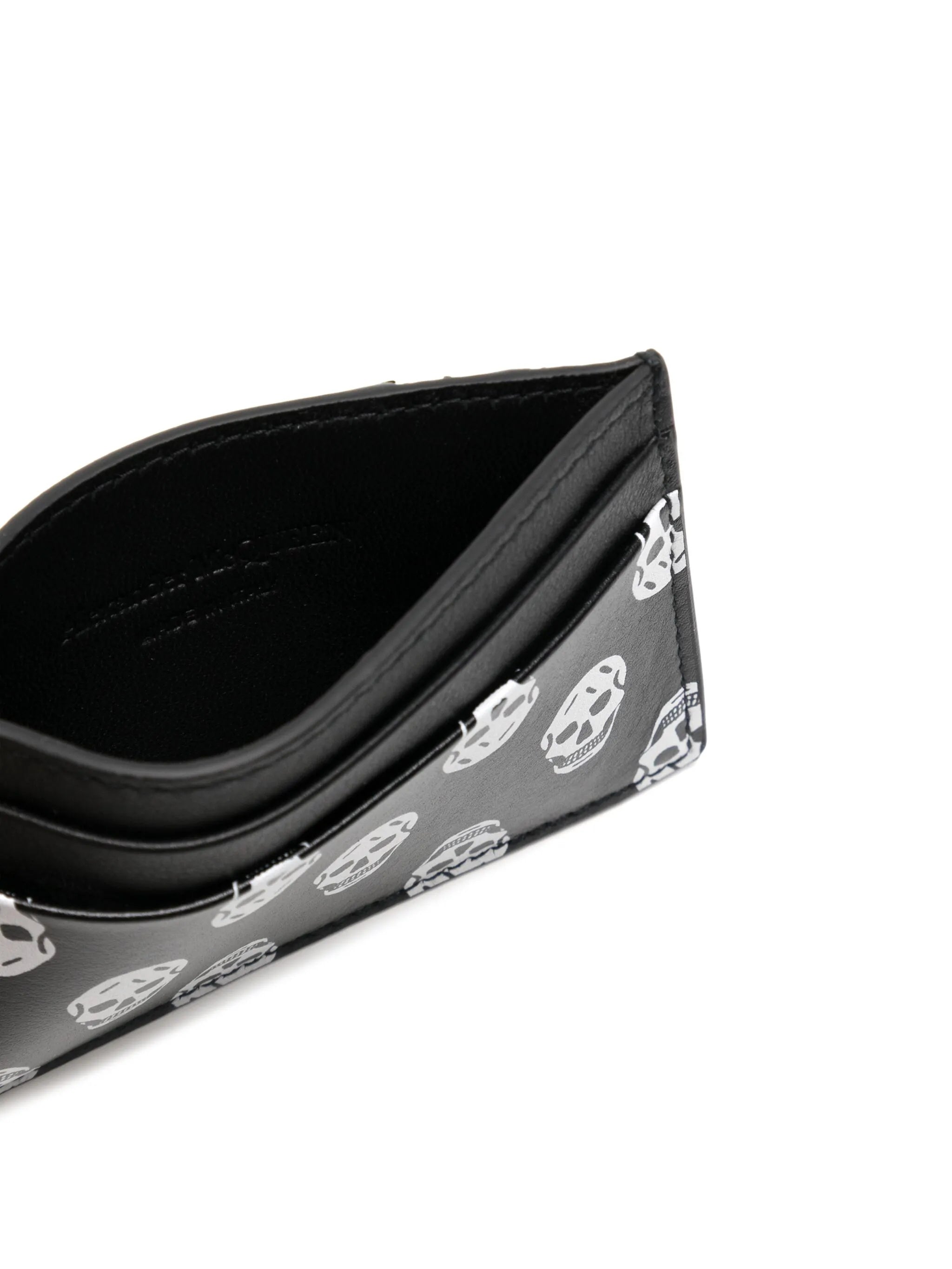 skull-motif leather cardholder