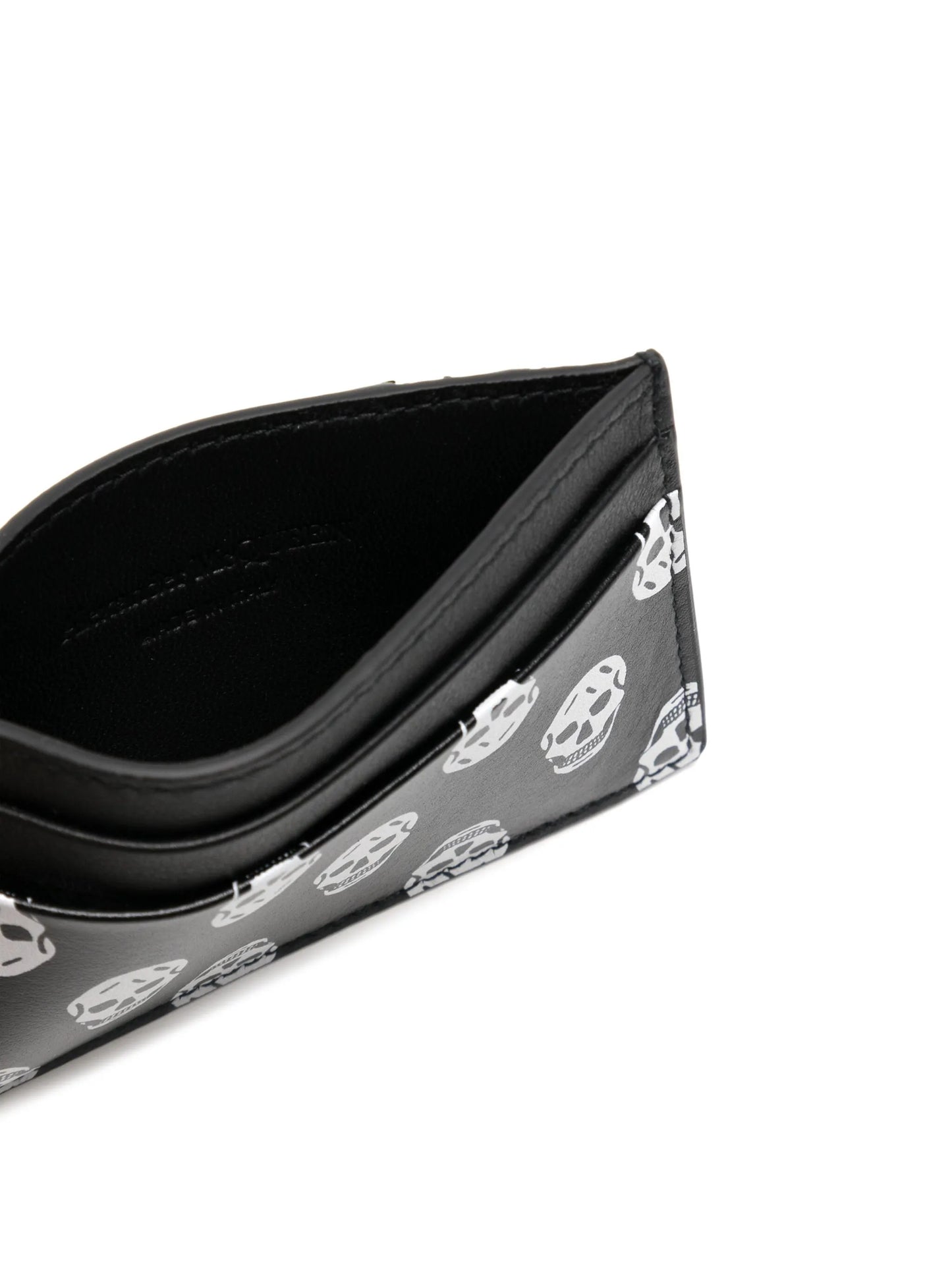 skull-motif leather cardholder