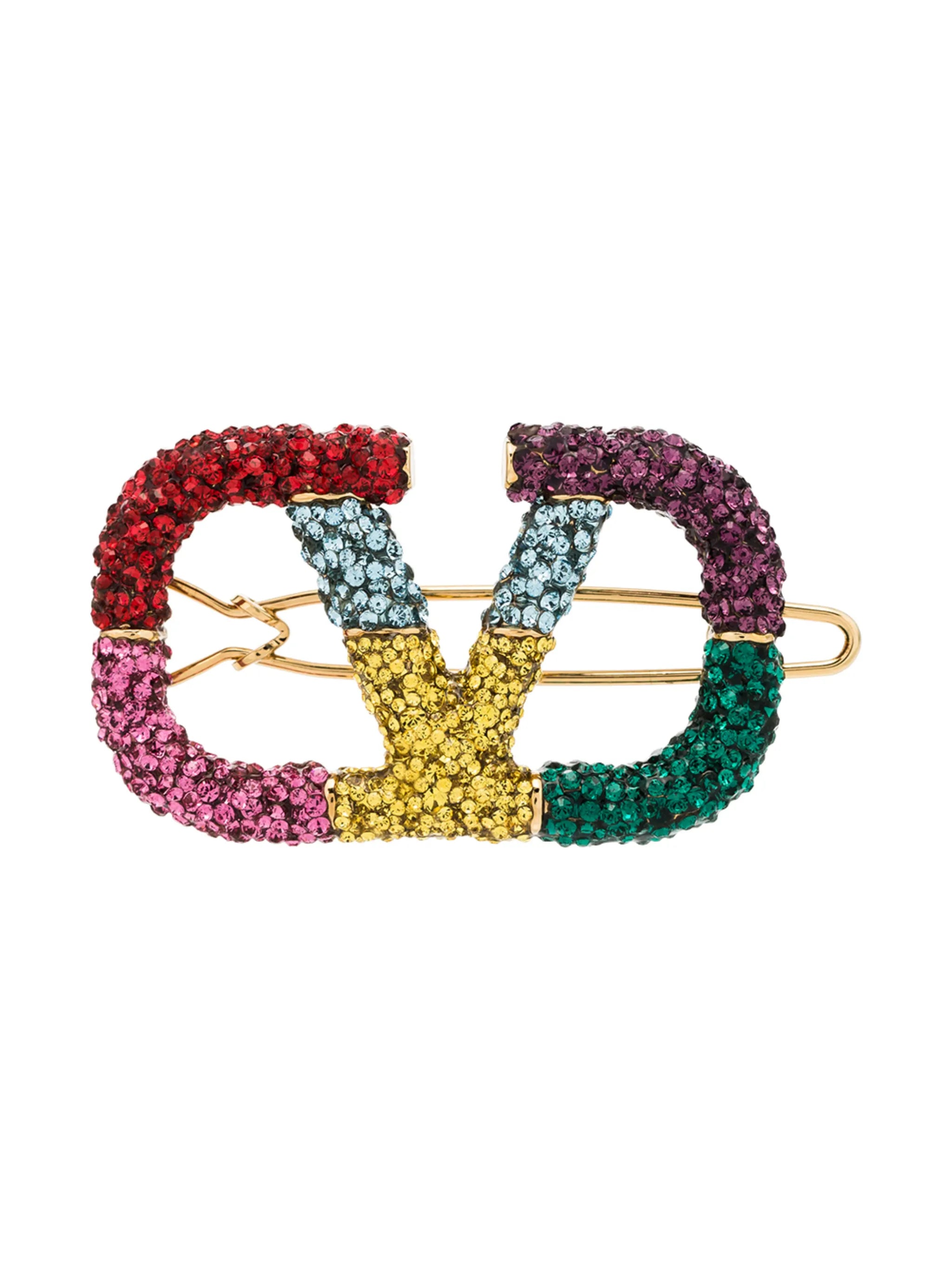 VLogo crystal-embellished hairclip