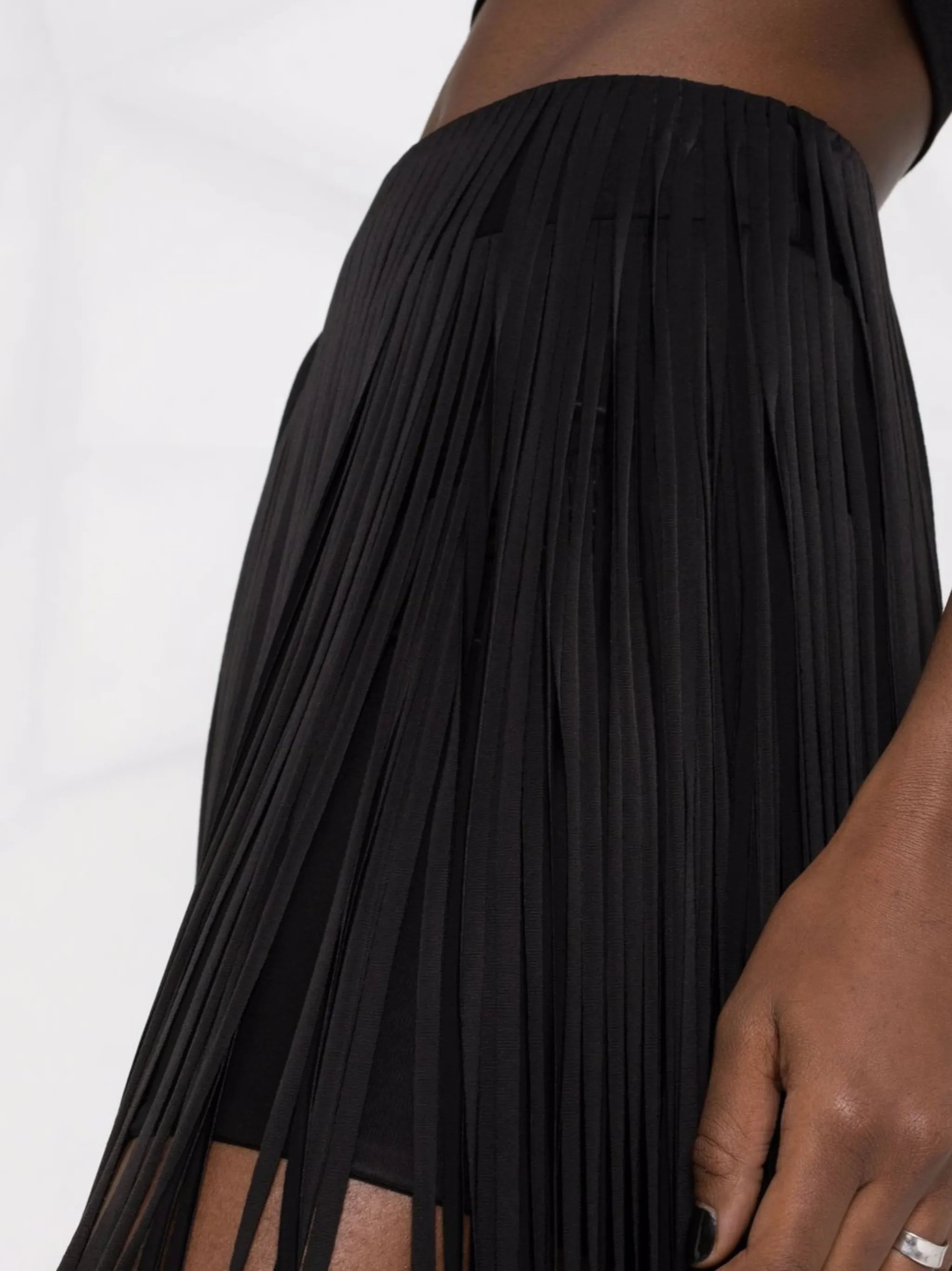 fringed midi skirt